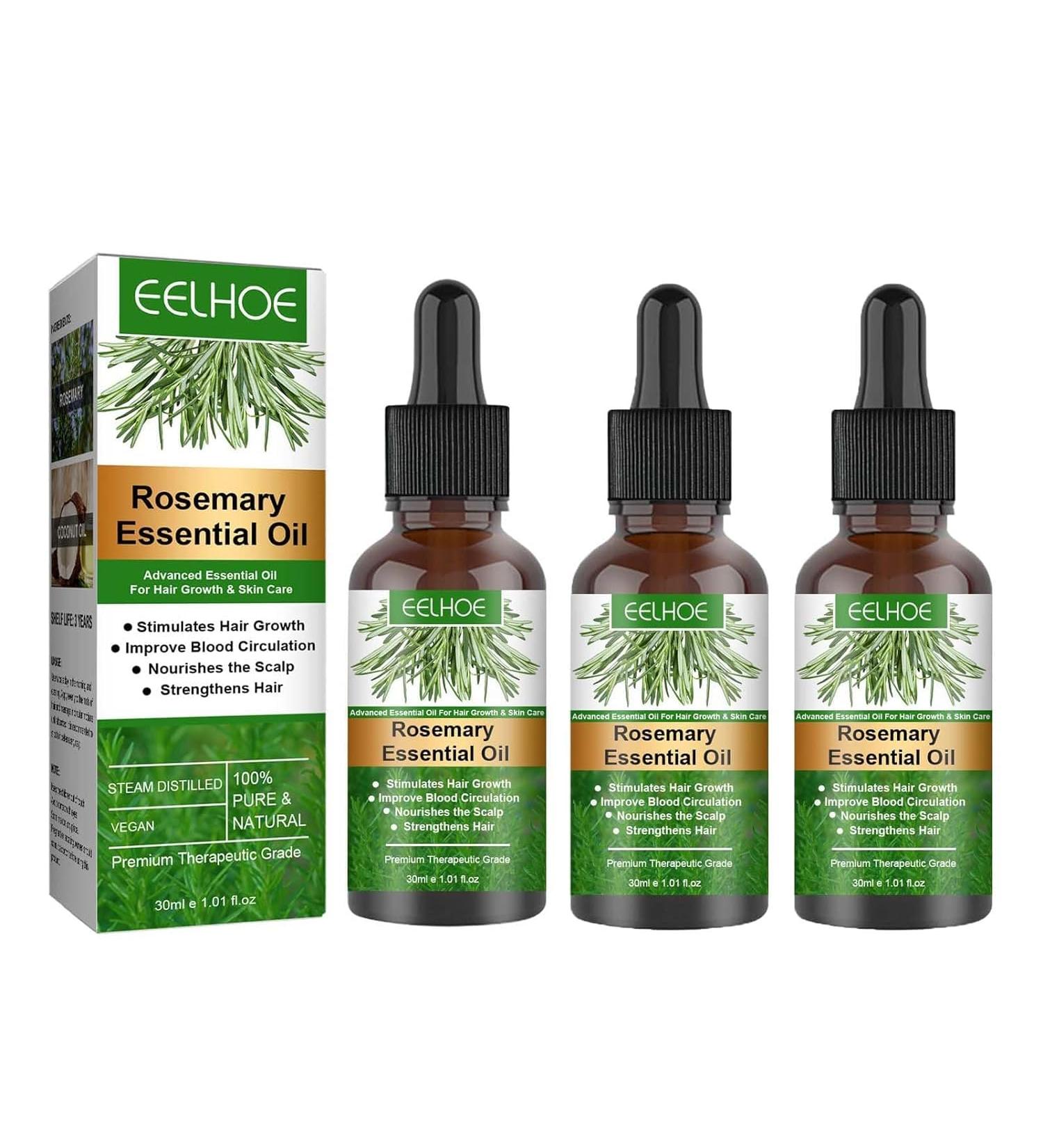Buy Rosemary Oil for Hair Growth - 30ml Essential Oil | Natural Hair & Skin Care | Nourishes Scalp Eyebrows & Eyelashes (3PCs) - Buy Online on GoSupps.com