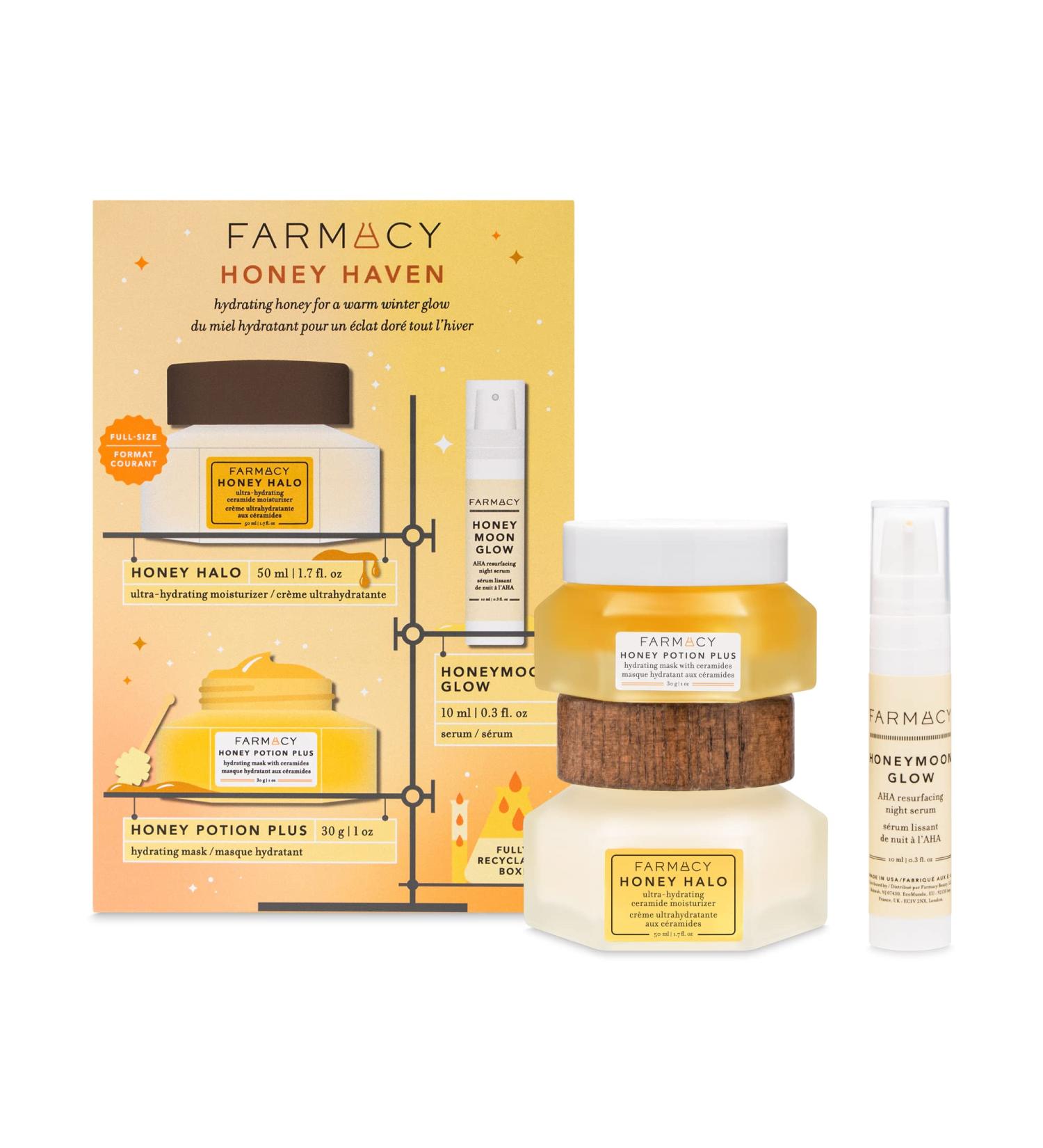 Farmacy Honey Haven Hydration Kit - Includes Honey Halo Moisturizer, Honey Potion Mask & Honeymoon Glow Serum 90ml - Buy Online on GoSupps.com