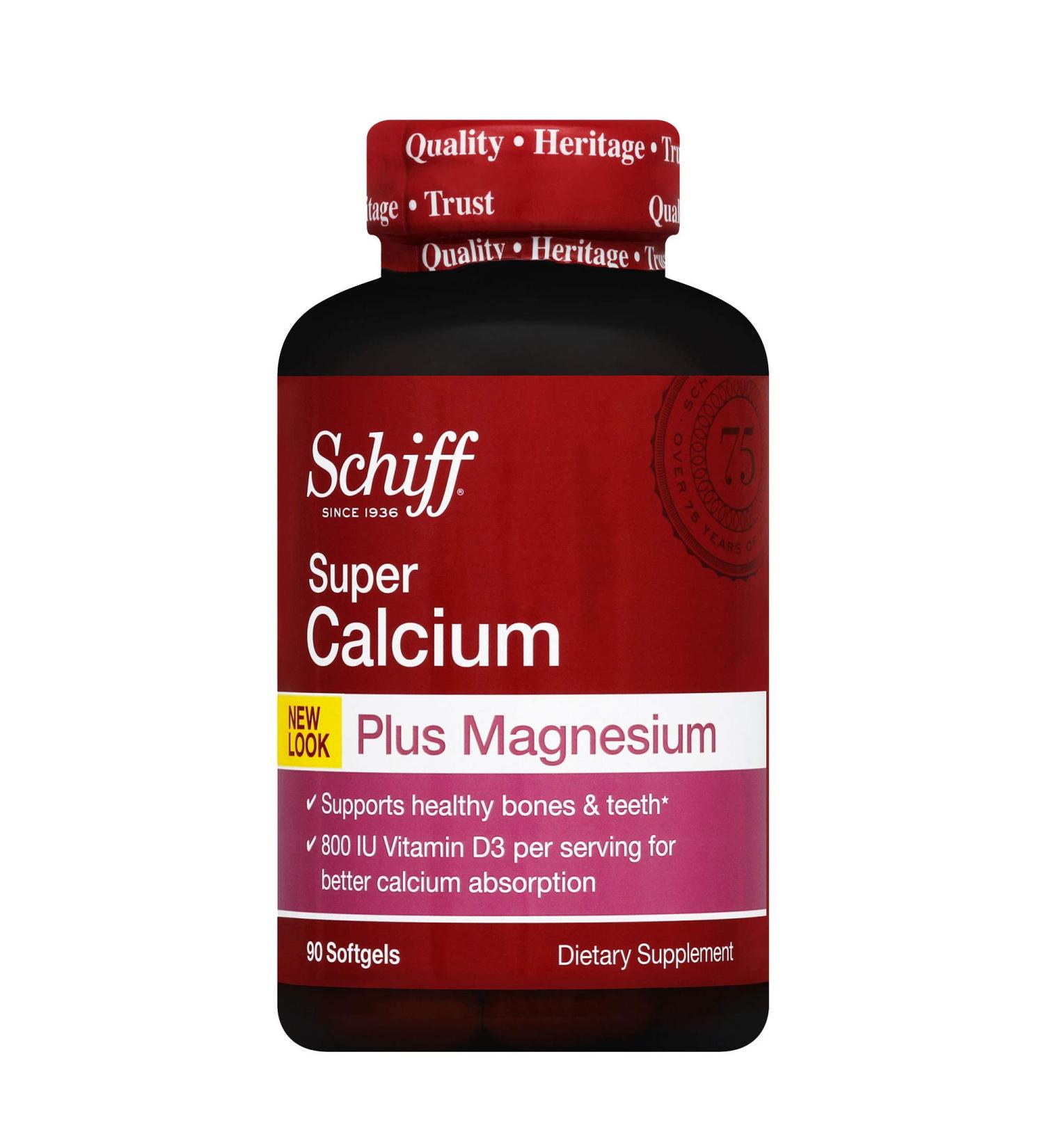 Schiff Super Calcium Plus Magnesium - 90 Softgels for Strong Bones & Muscle Support - Buy Online on GoSupps.com