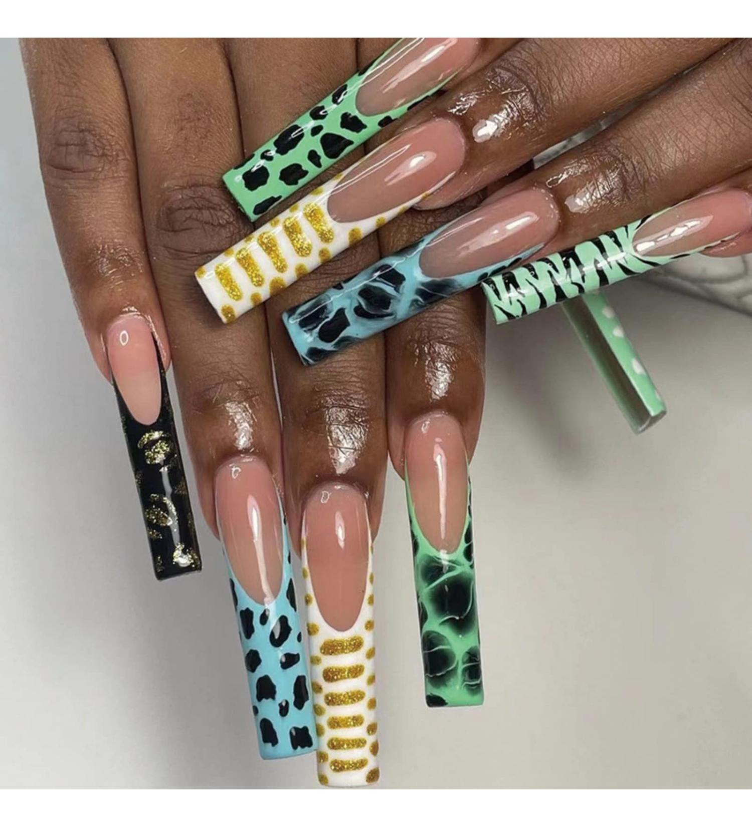 Justotry 24 Pieces Coffin Nails - Colored French & Nude Ballerina Press-On Artificial Nails for Women | Pretty Pastel Fake Fingernails - Buy Online on GoSupps.com