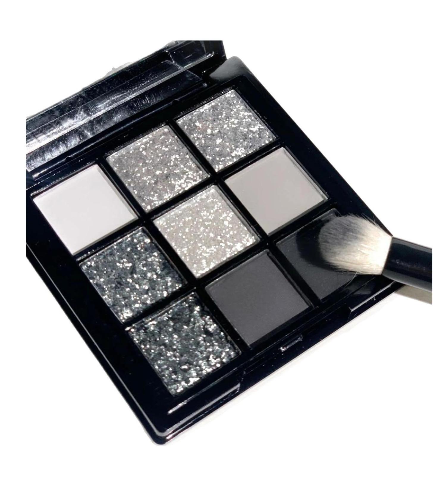 Palette de fards paupi res fum s 9 couleurs noir gris fonc palette de fards paupi res longue dur e imperm able hautement pigment e noir blanc argent palette pour femme avec miroir blanc/noir - Buy Online on GoSupps.com