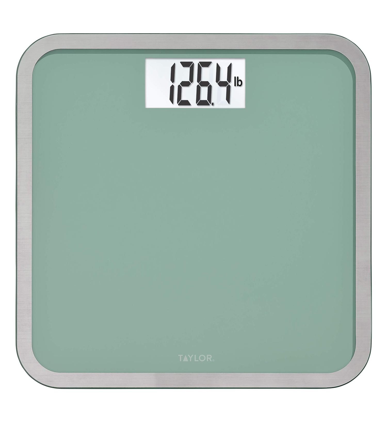 Taylor Digital Glass Bathroom Scale - 500 lb Capacity, Large Display, Sea Foam Green - Buy Online on GoSupps.com