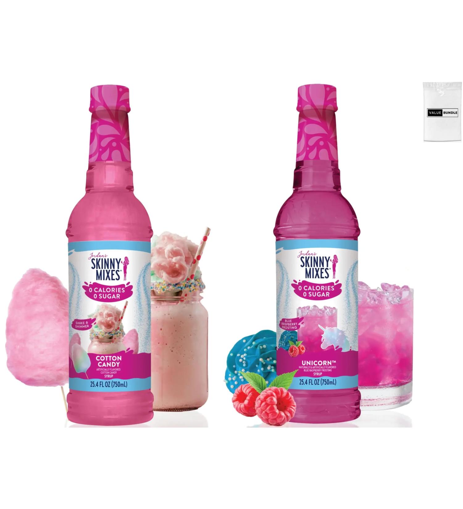 Value Bundle: JORDAN'S SKINNY SYRUPS SUGAR FREE - COTTON CANDY & UNICORN - Zero Sugar & Zero Calorie - Flavoured Syrup for Water Flavour Snow Cone Syrup Slushie Syrup Mocktails & Cocktail Mix & Soda - Custom Value Bundle Branded Pack of 2 - Buy Online on GoSupps.com
