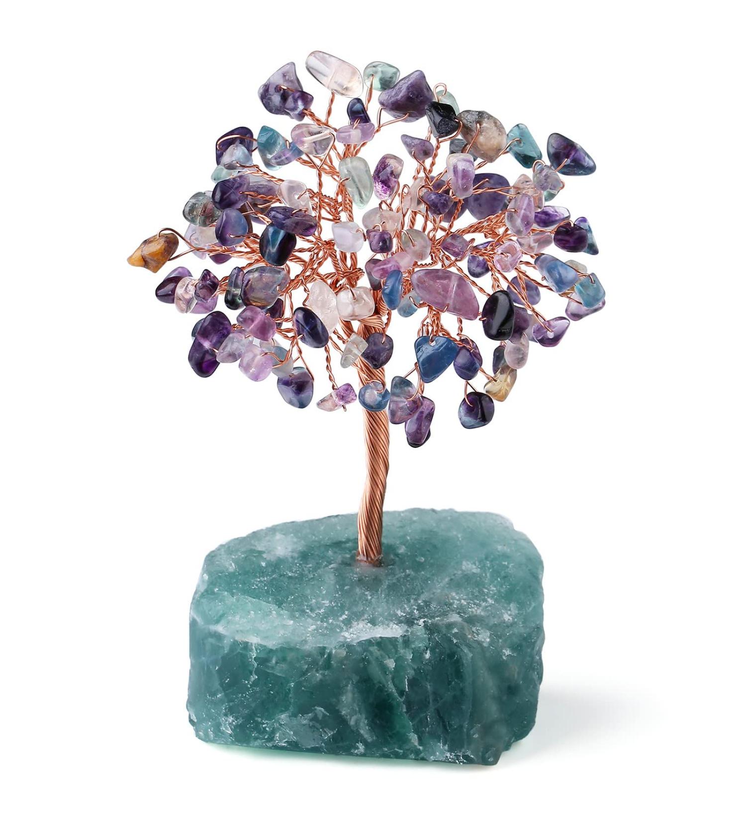 Xiannvxi Feng Shui Tree of Life Crystal Decoration - Fluorite Bonsai with Natural Gemstones for Spiritual Home Decor | International Shipping - Buy Online on GoSupps.com