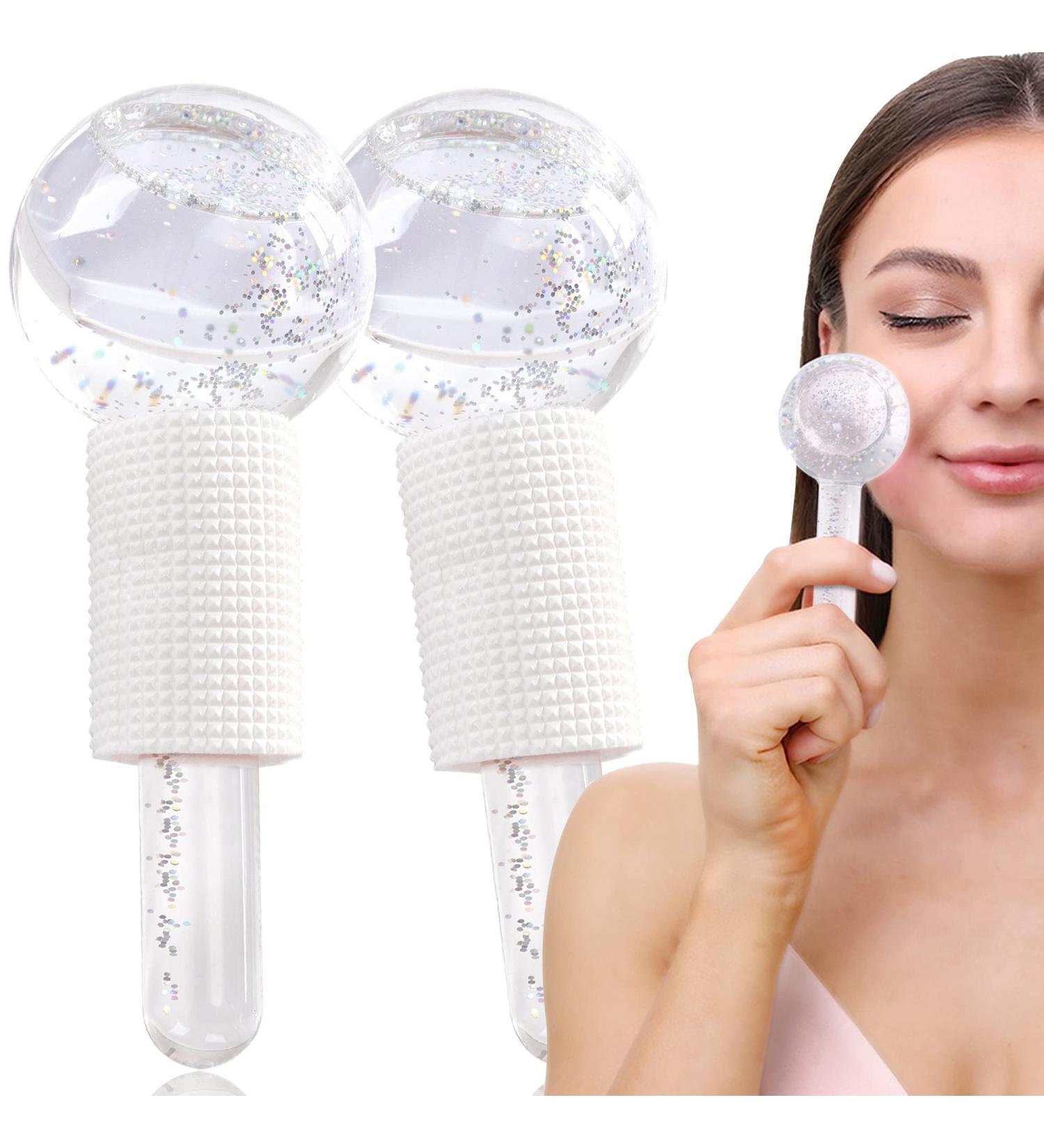 Facial Ice Globes - 2-Piece Cold Massage Tools for Tightening Skin Reducing Swelling & Dark Circles | Improve Blood Circulation (White) - Buy Online on GoSupps.com