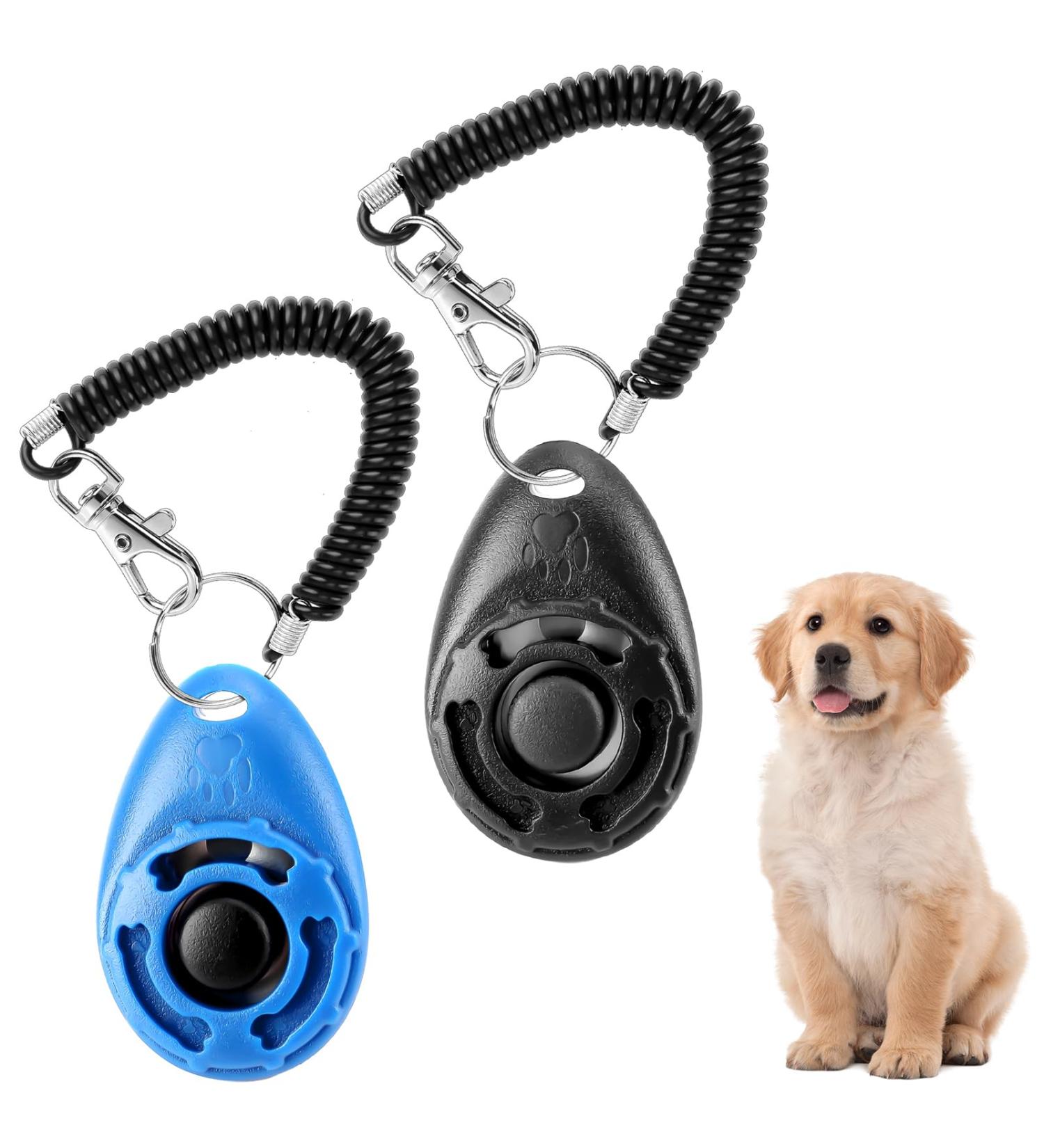 ISOI Clickers for Dog Training 2 Pcs Dog Clickers for Training Clicker Training for Cats Puppy Training Strengthen Positive Behavior Comfortable Grip Bracelet Design Portable (Black & Blue) - Buy Online on GoSupps.com