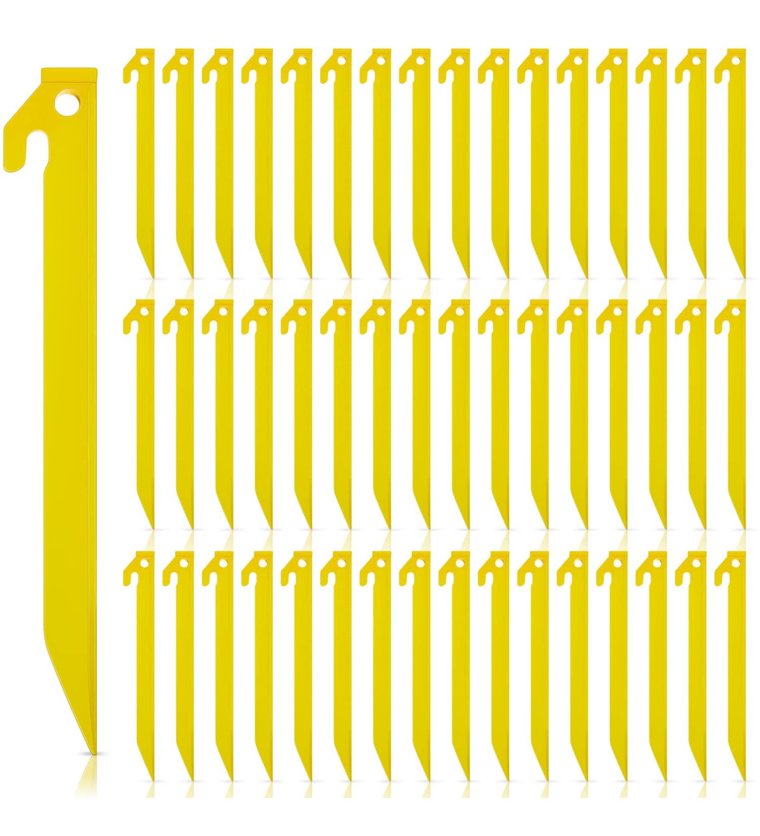 Plastic Tent Stakes 9 Inch Heavy Duty Pegs for Outdoor Garden Decorations - Pack of 36 Yellow Stakes - Buy Online on GoSupps.com