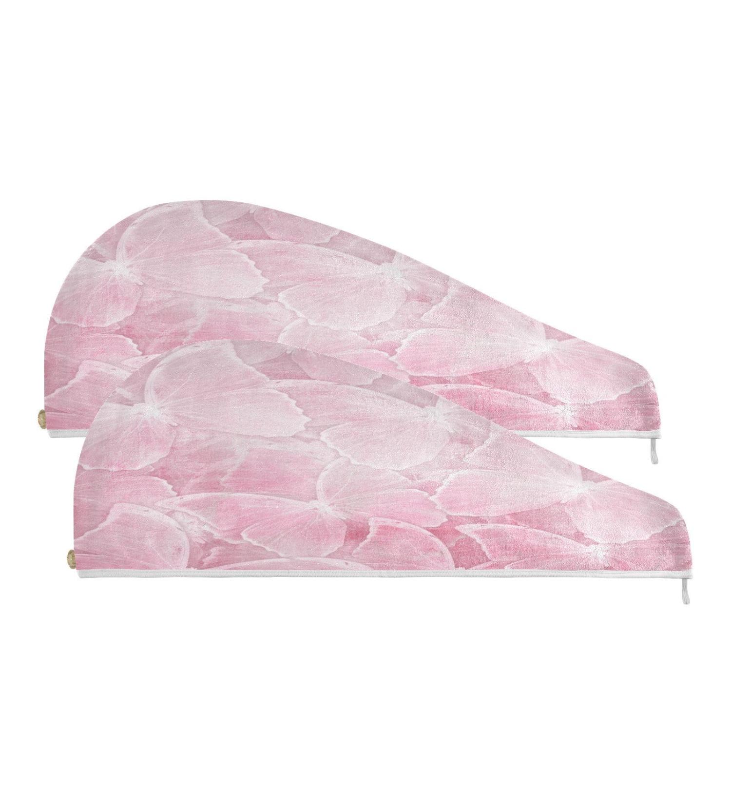 Buy Pink Butterfly Dry Hair Cap Set | Quick Drying Towel & Button Headband - Super Absorbent & Comfortable | International Shipping Available - Buy Online on GoSupps.com