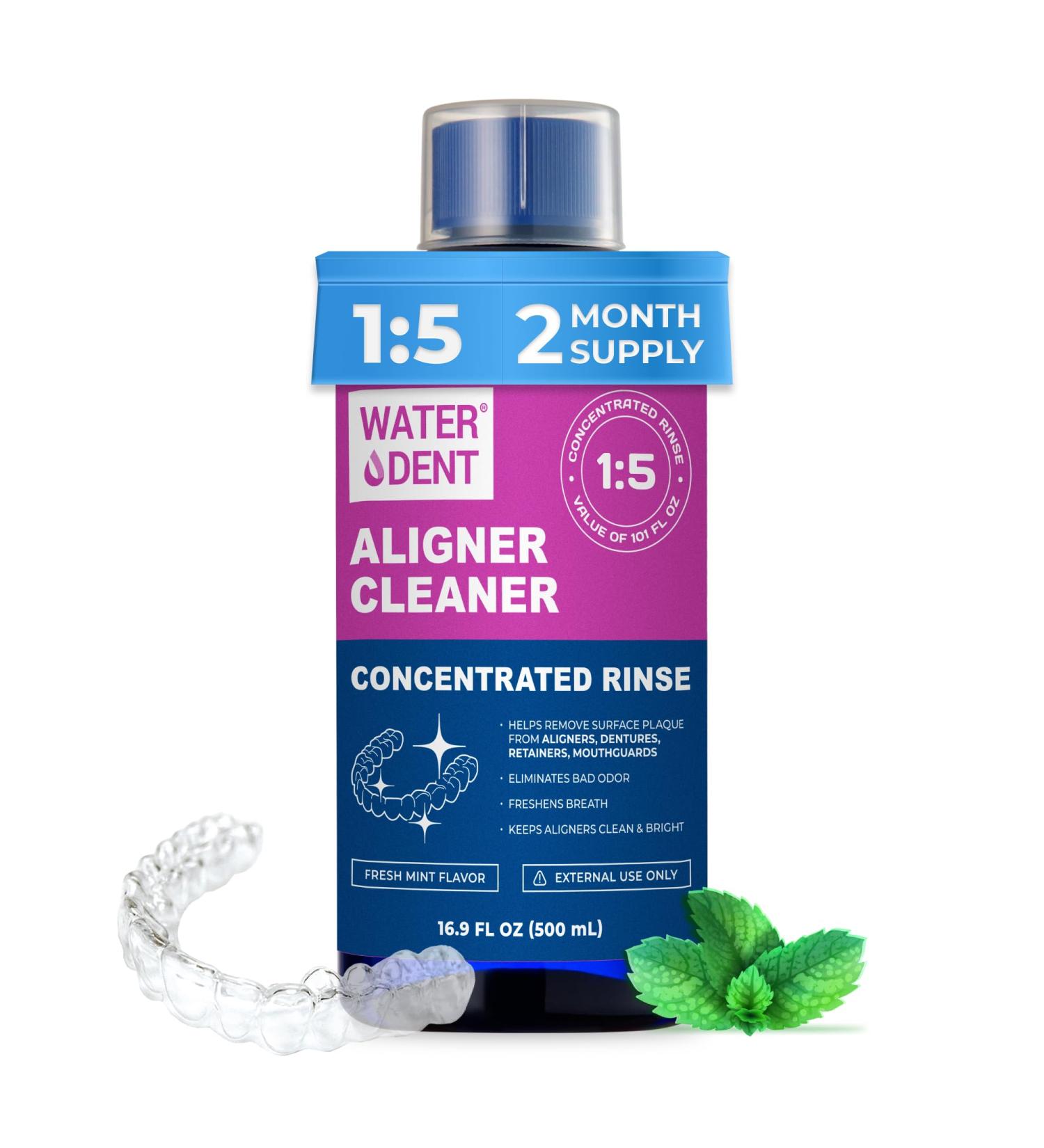ALIGNER Cleaner Rinse | Concentrated | Clean INVISIALIGN retainers dentures Mouth Guards | 2 Month Supply (Pack of 1 - Value of 101 fl.oz) Alcohol Free Minty & Fresh. Made in USA - Pack of 1 16.9 Fl Oz (Pack of 1) - Buy Online on GoSupps.com