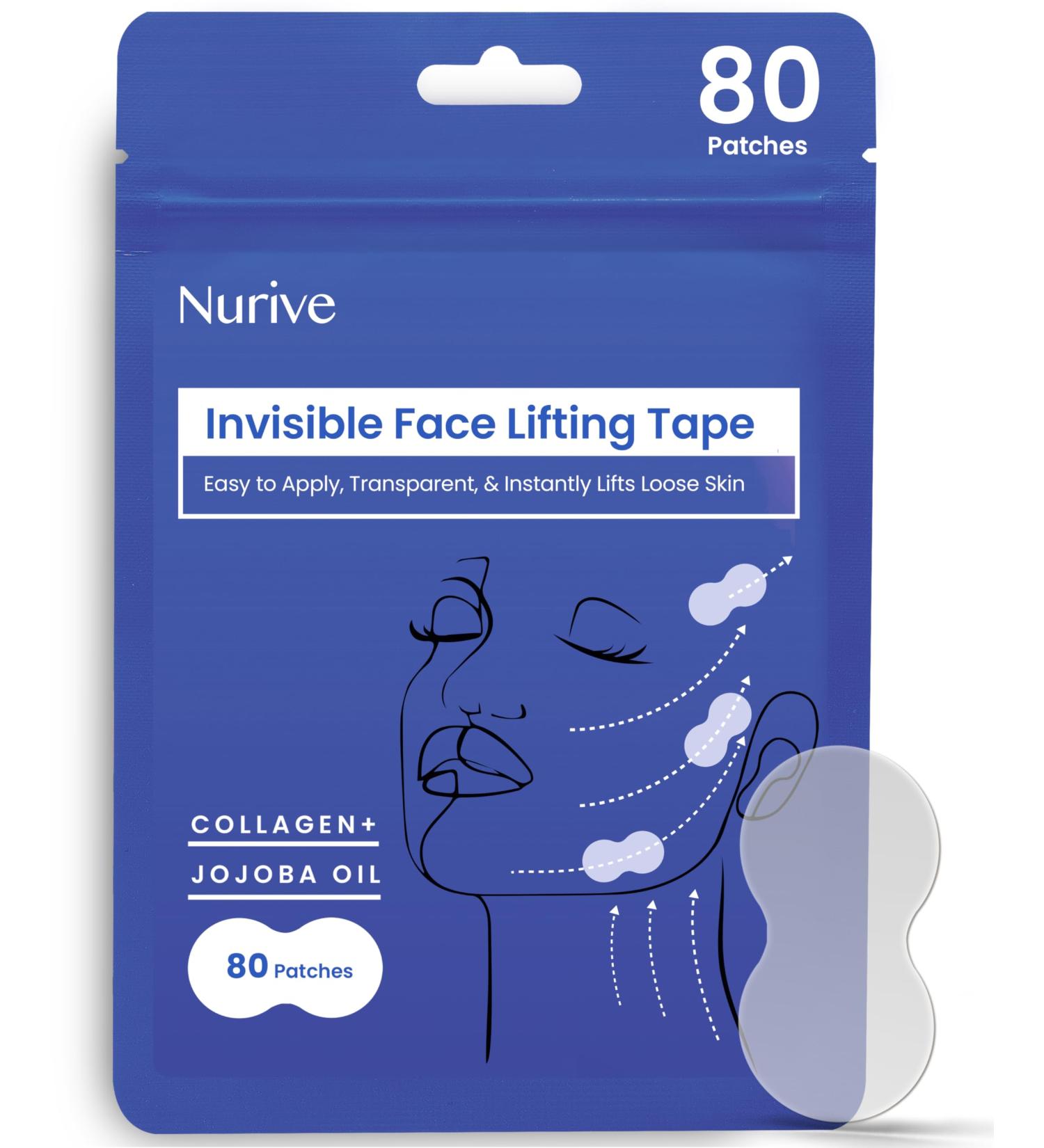 Invisible Face Lift Tape | 80 Tapes for Wrinkles | Collagen & Jojoba Oil | Anti-Aging Face Lifting Bands | Forehead Wrinkle Patches - Buy Online on GoSupps.com