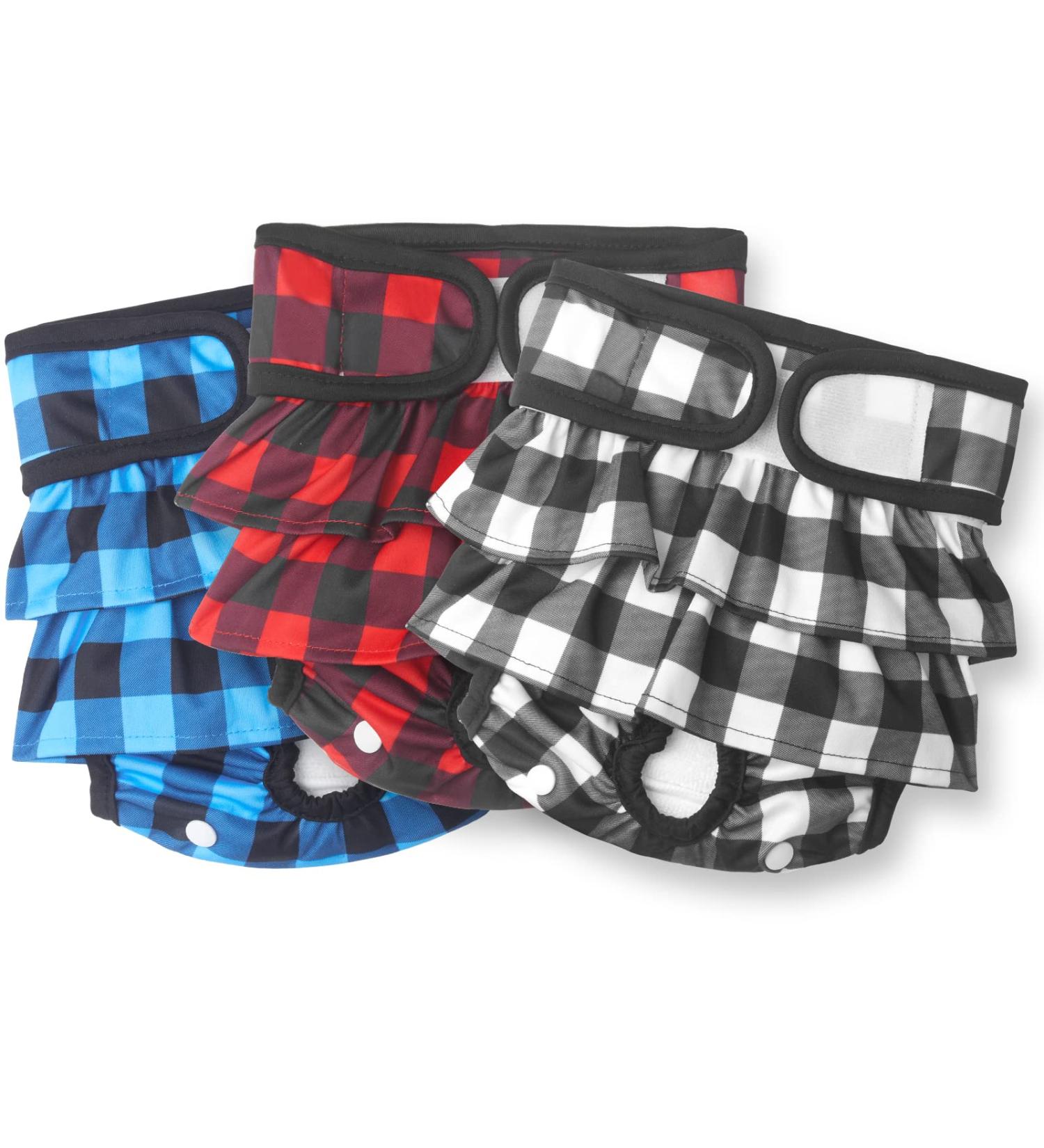 Peton Reusable Dog Diapers - 3 Pack | Hygienic & Washable Dog Diapers for Bitches | Adjustable Fit with Boost Pads for Period & Urinary Incontinence (Large) - Blue & Gray - Buy Online on GoSupps.com