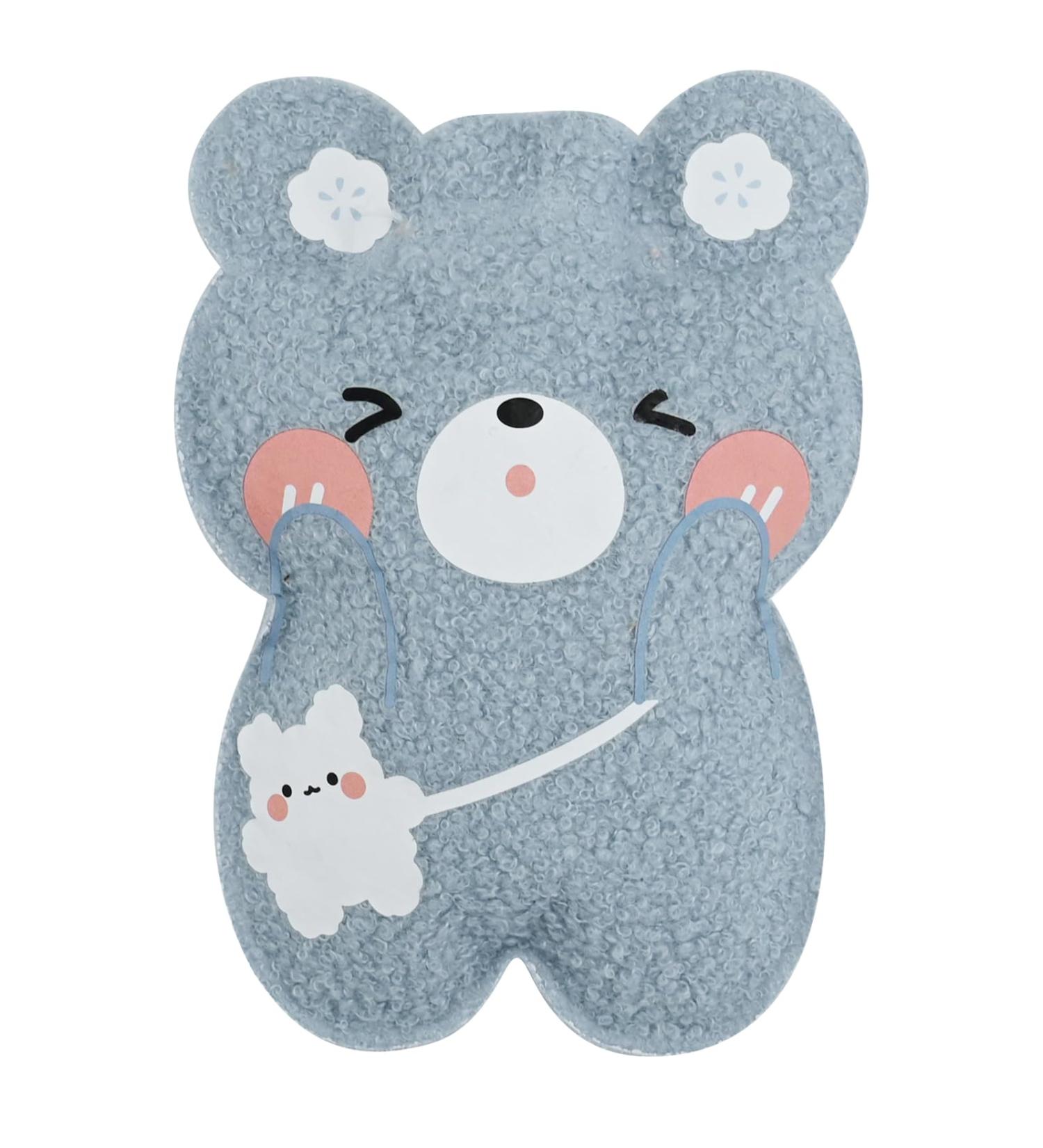 350ML Small Hot Water Bottle with Plush Cover for Pain Relief - Blue - Buy Online on GoSupps.com