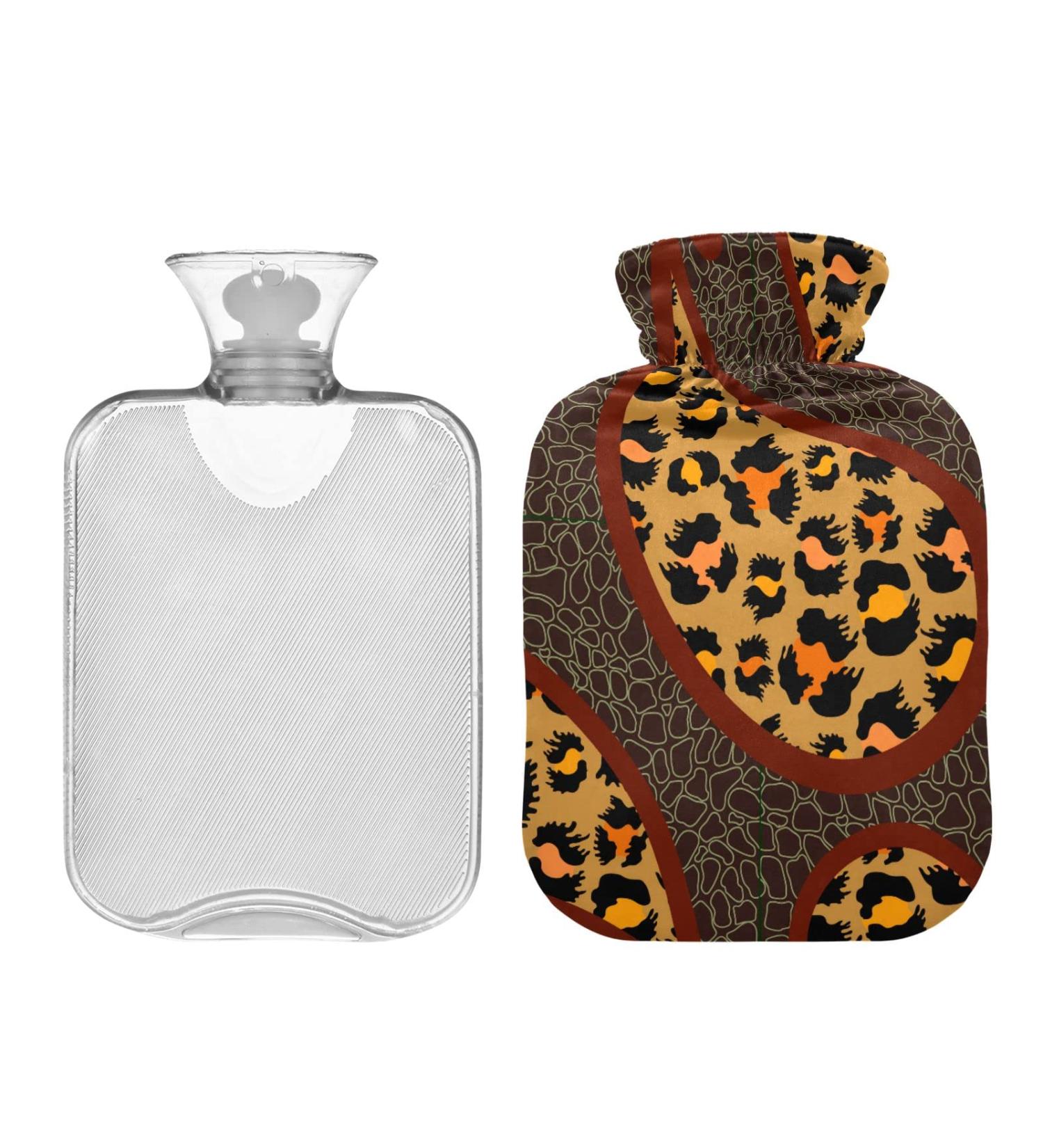 Mnsruu Leopard Paisley Hot Water Bottle with Soft Cover - 2L | Perfect Gift for Women & Kids | Ideal Christmas Present - Buy Online on GoSupps.com