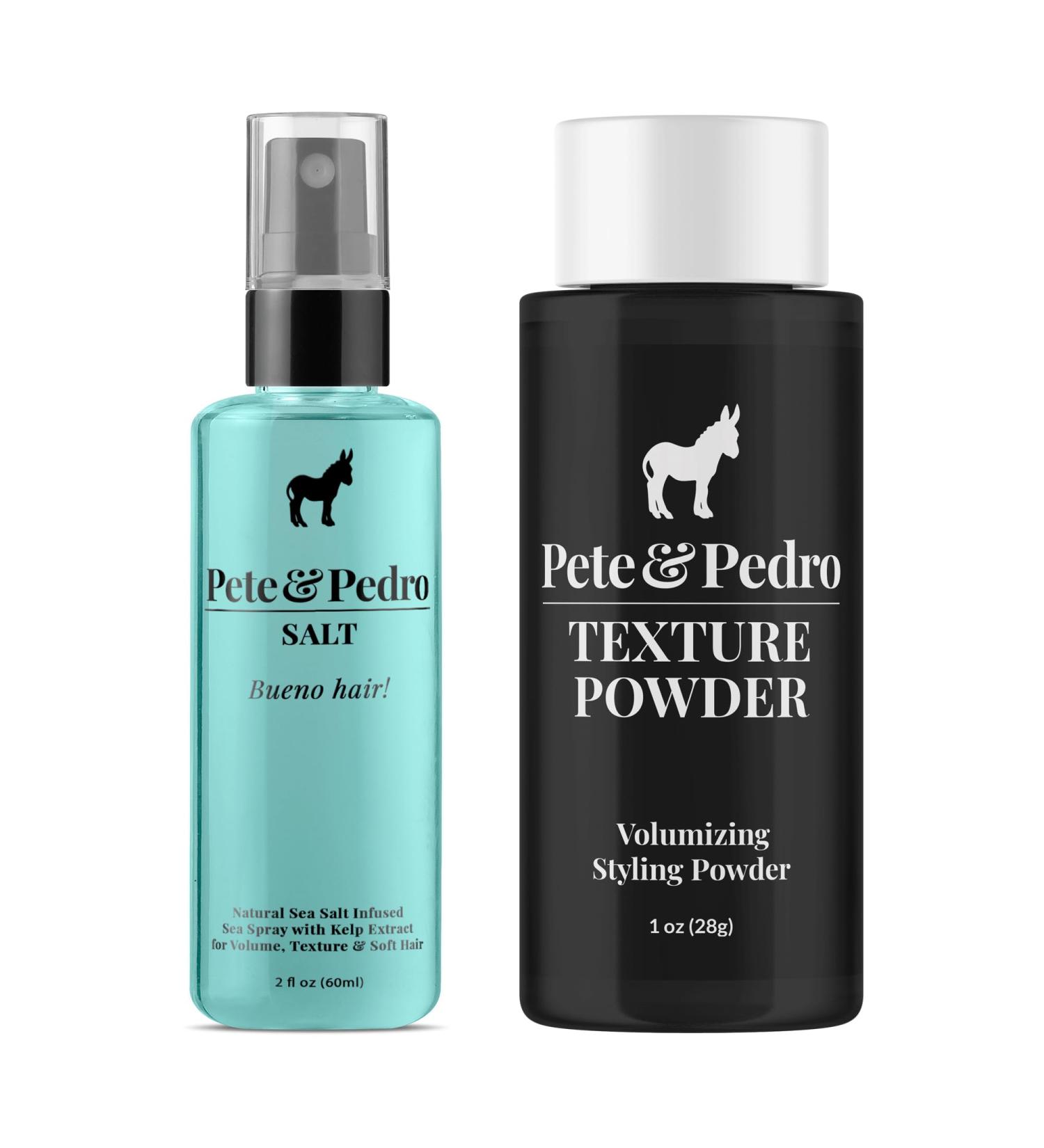 Pete & Pedro Natural Sea Salt Spray 2 oz. & Texture Powder 1 oz. Combo - Adds Instant Volume Texture & Thickness to Hair | Medium Hold Matte Finish Restyle at Will & Enhances Curls & Waves - Buy Online on GoSupps.com