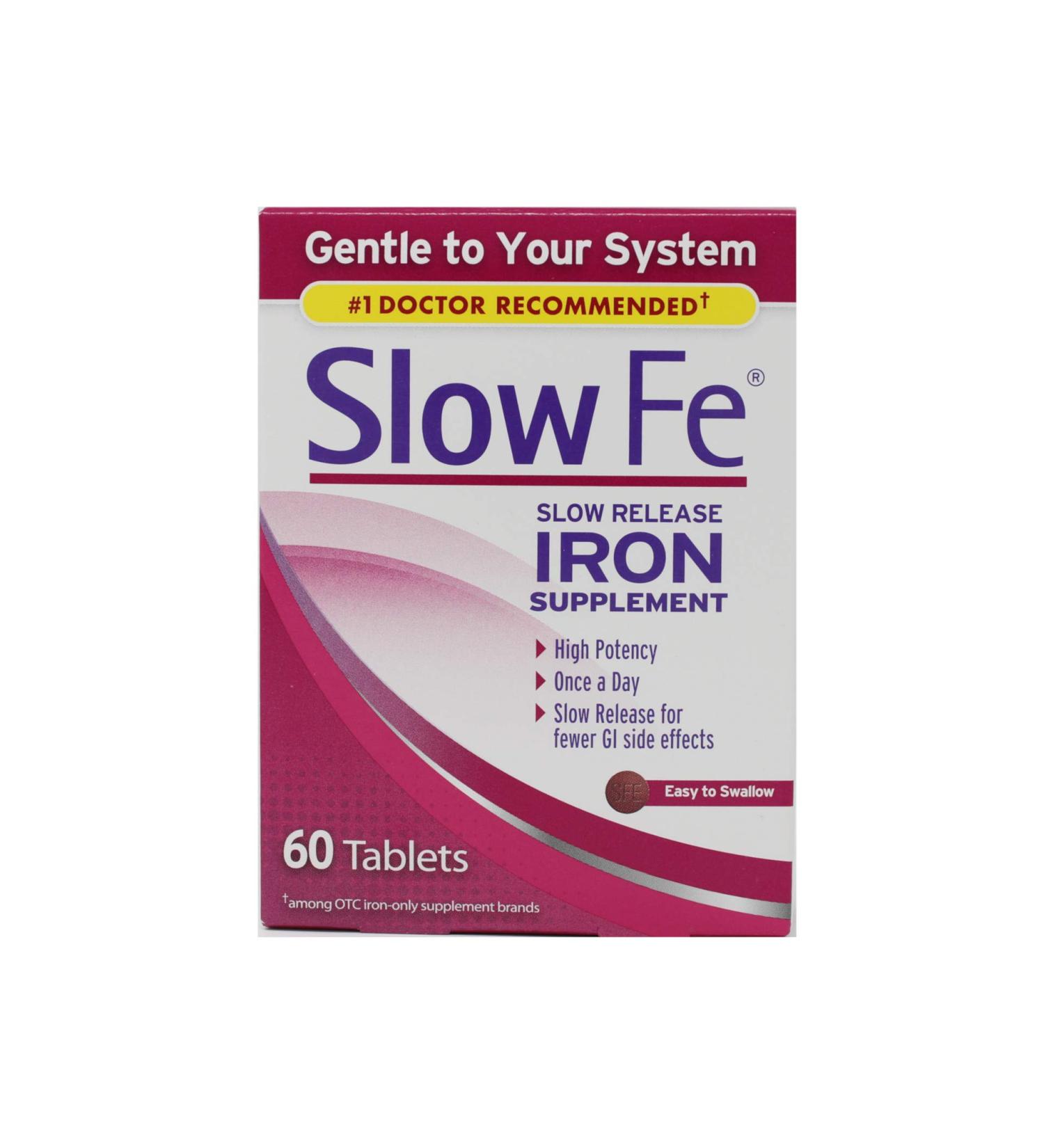 Slow FE Iron Supplement 60 Tablets - Unflavored, Pack of 1 - Buy Online on GoSupps.com