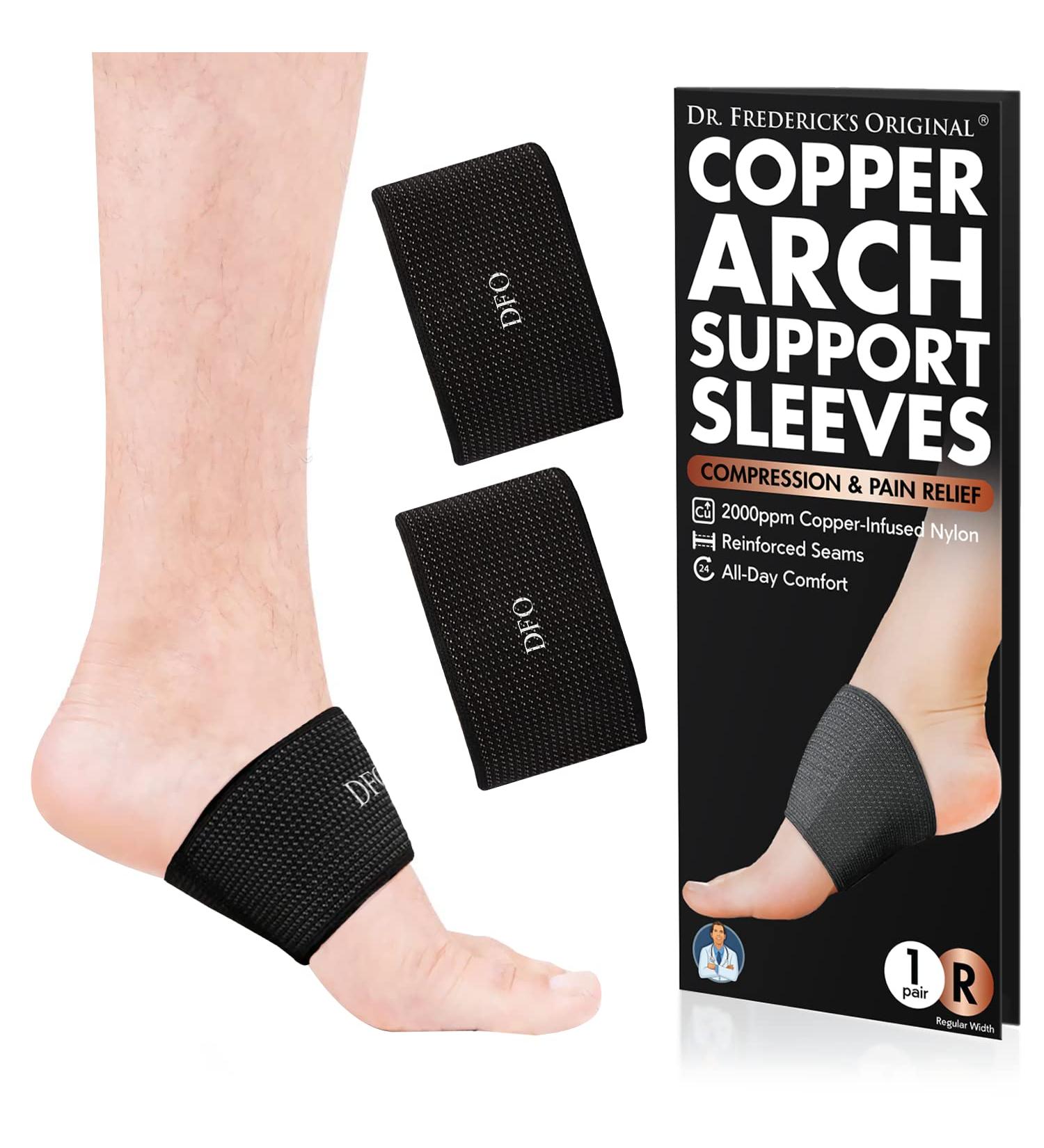 Dr. Frederick's Copper Infused Arch Support Sleeves - 2pcs | Plantar Fasciitis Relief for Flat Feet & Fallen Arches | Arch Support Bands for Men & Women - Buy Online on GoSupps.com