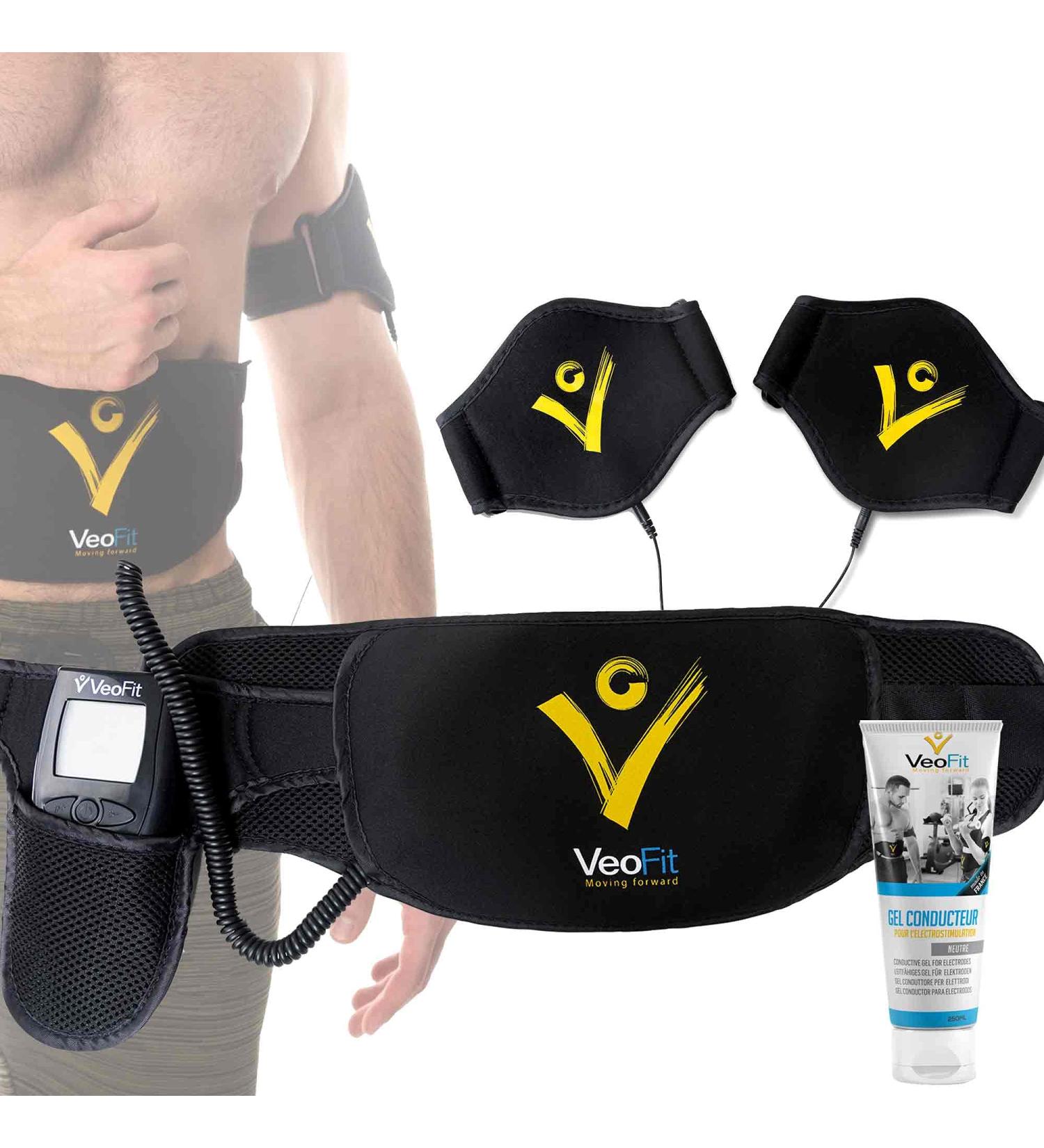 Veofit EMS Abdominal Muscle Belt | Weight Loss & Toning Trainer for Abs Back Arms Thighs | Includes Fitness Guide & Travel Bag - Black - Buy Online on GoSupps.com