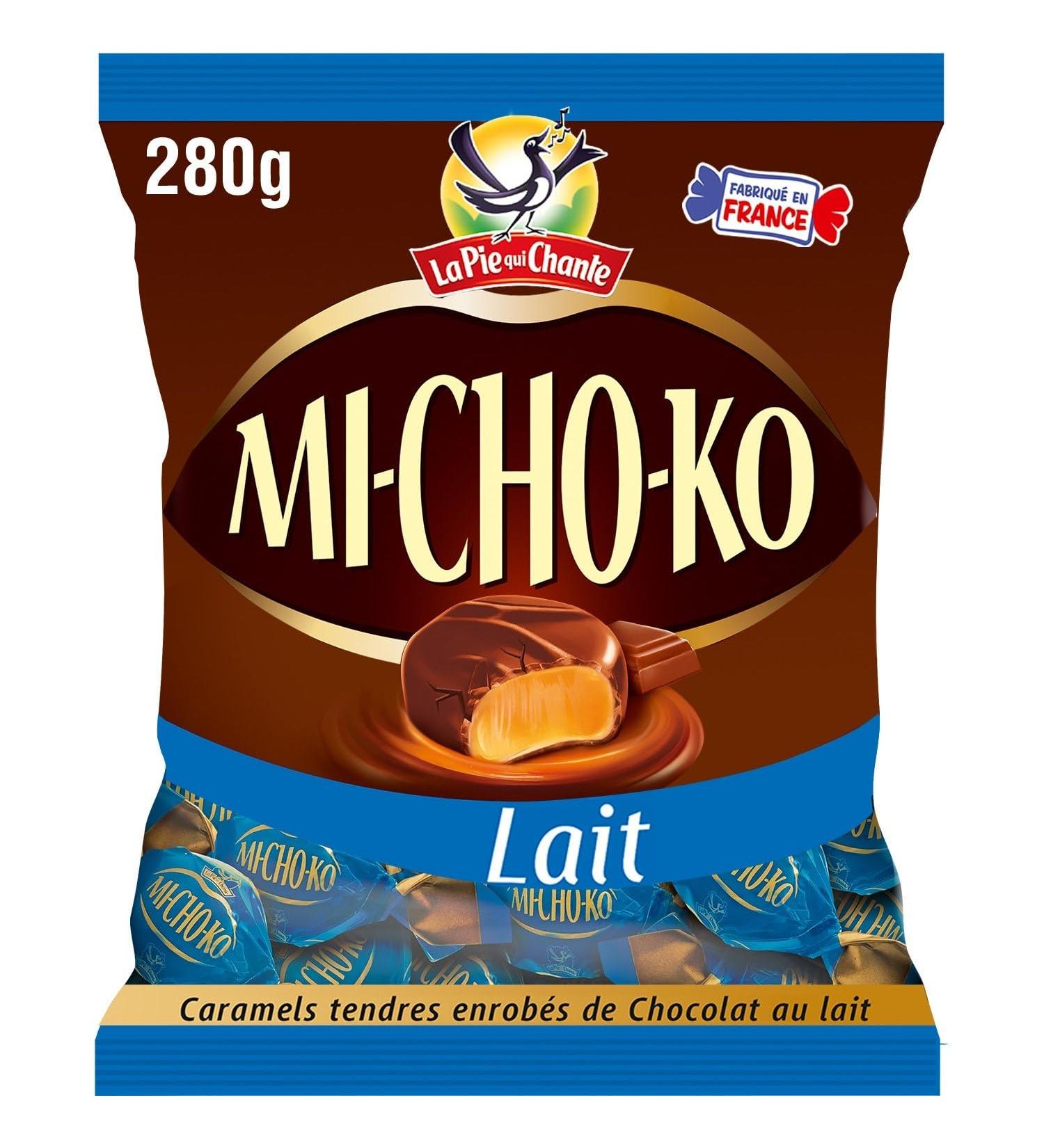 LA PIE QUI CHANTE Bonbons Gourmands au Chocolat au Lait et Caramel Fondant Sachet 280g - Lot de 4 - vendu par Lot