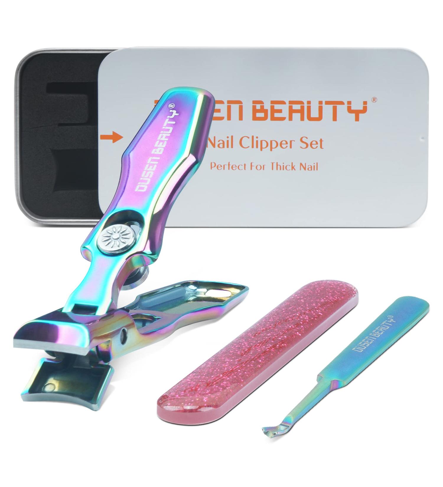 Wide Jaw Nail Clippers for Thick Nails - Heavy Duty Cutter with Glass File and Catcher - Chromatic Toe and Fingernail Clippers for Men, Women, Seniors - Buy Online on GoSupps.com