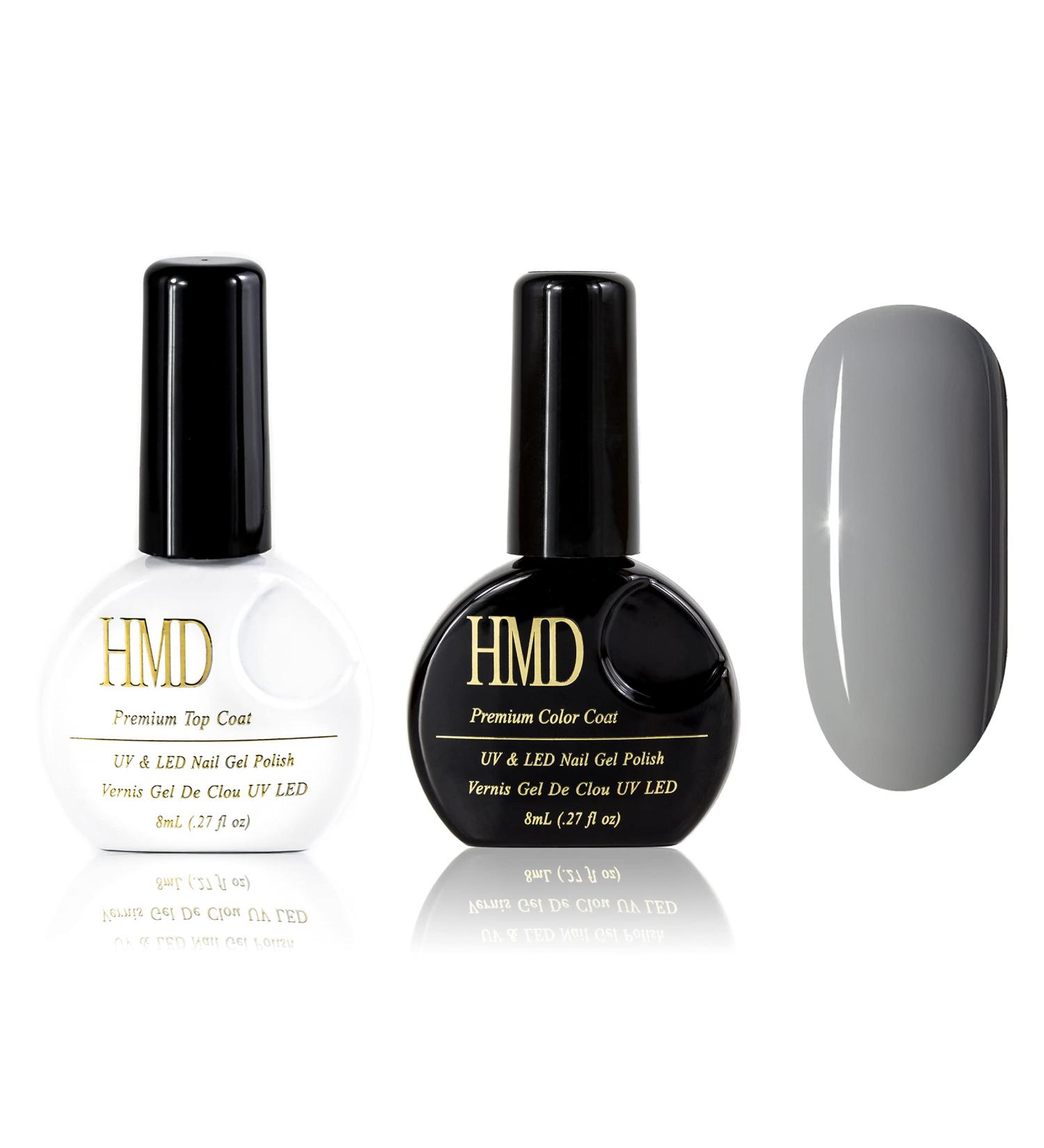 Canada HMD Soak Off UV LED GEl Nail polish color 043 with No Wipe Mirror Shine Top Coat set lava gray color - Buy Online on GoSupps.com