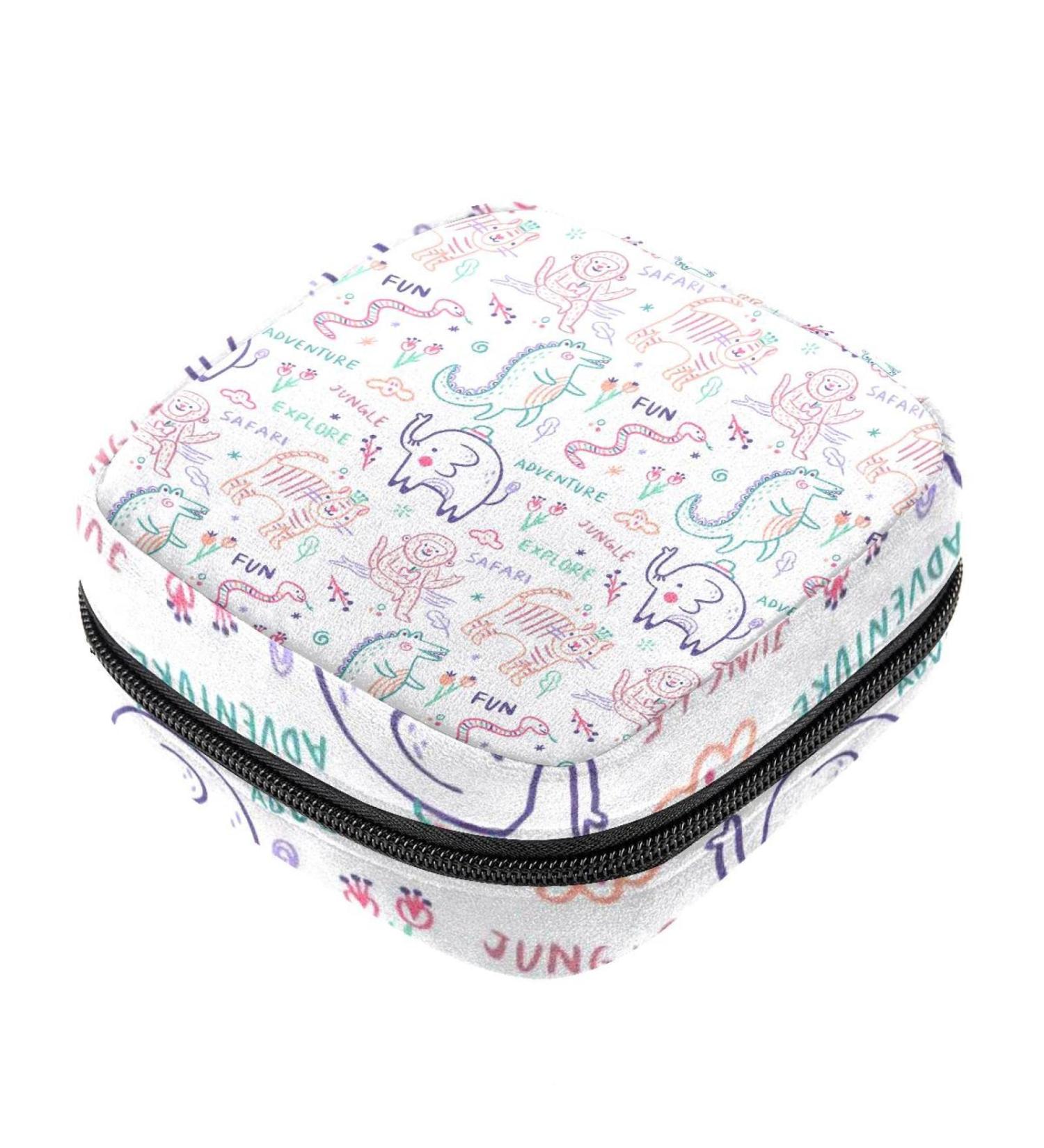 Colorful Animals Pattern Period Pouch for Tampon Storage - Feminine Product Organizer & First Period Gift for Teen Girls | Multicolored - Buy Online on GoSupps.com