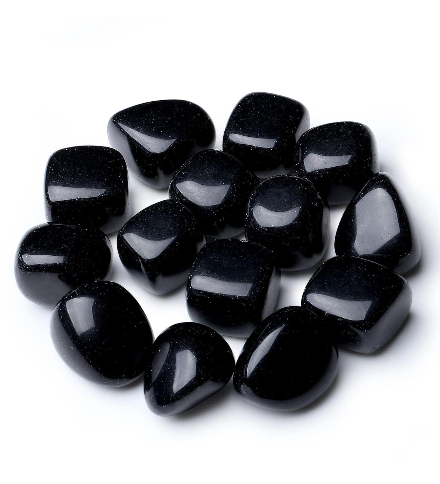 Black Obsidian Crystal Stones - Natural Irregular Polished Tumbled Stones - Bulk Gemstones for Vase Filler and Reiki Energy - 100 Gram - Buy Online on GoSupps.com
