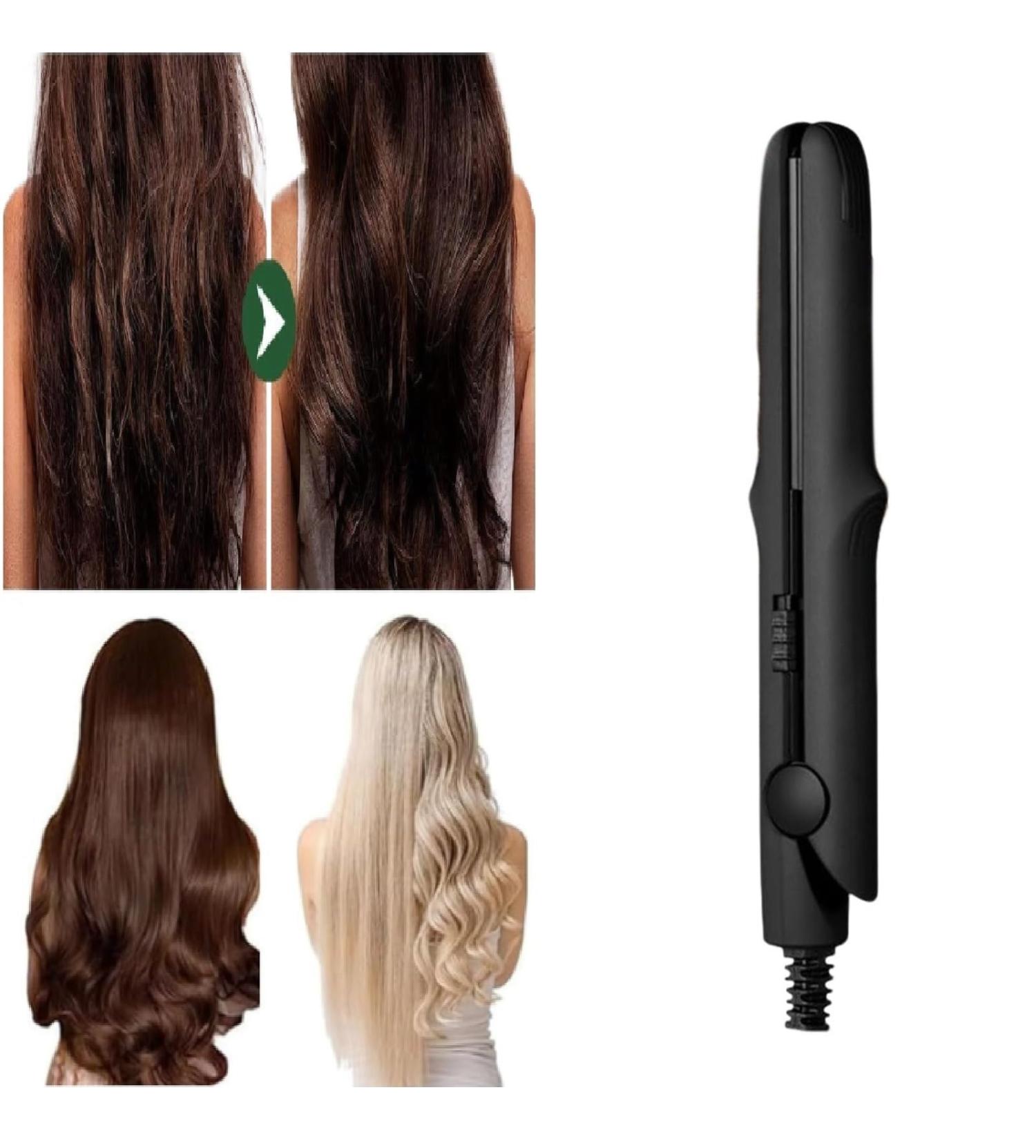Mini Dual Purpose Curling Iron - Portable 2-in-1 Ceramic Curler & Flat Iron | Cordless Travel Hair Wand for All Hair Types - Buy Online on GoSupps.com