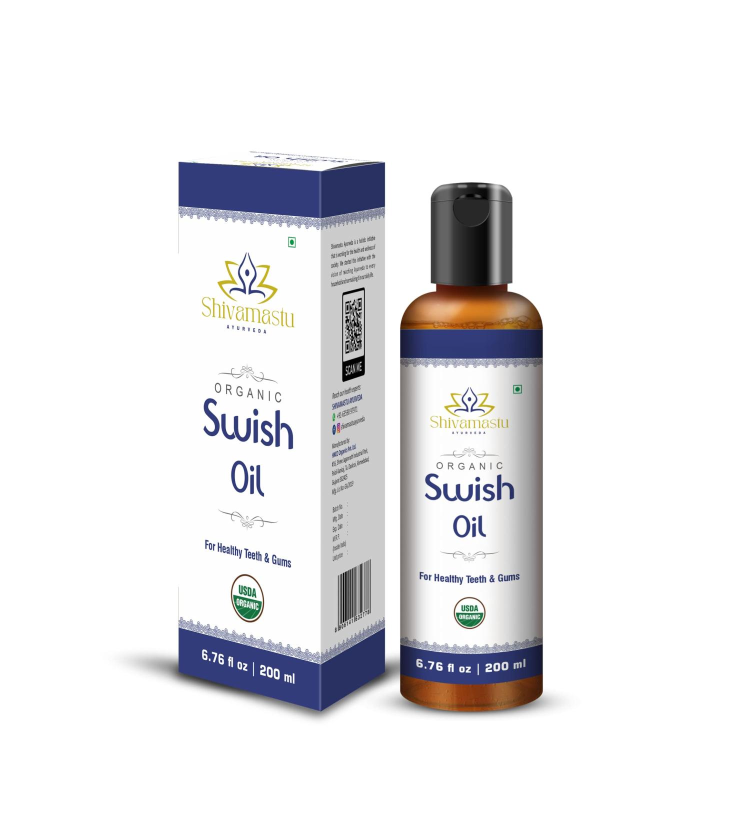 Organic Ayurveda Swish Oil Coconut Oil Pulling Rinse for Teeth & Gums 6.76 fl oz Enhance Oral Health - Buy Online on GoSupps.com
