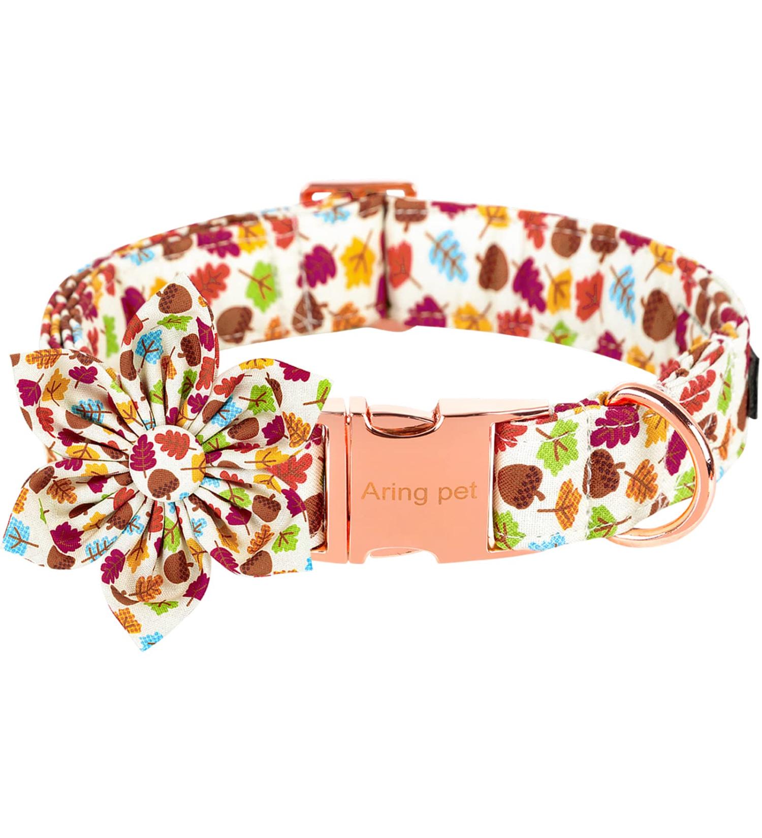 Aring Pet Dog Halison - Autumn Maple Leaf Collar with Removable Flower | Perfect Gift for Small Medium & Large Dogs - Buy Online on GoSupps.com