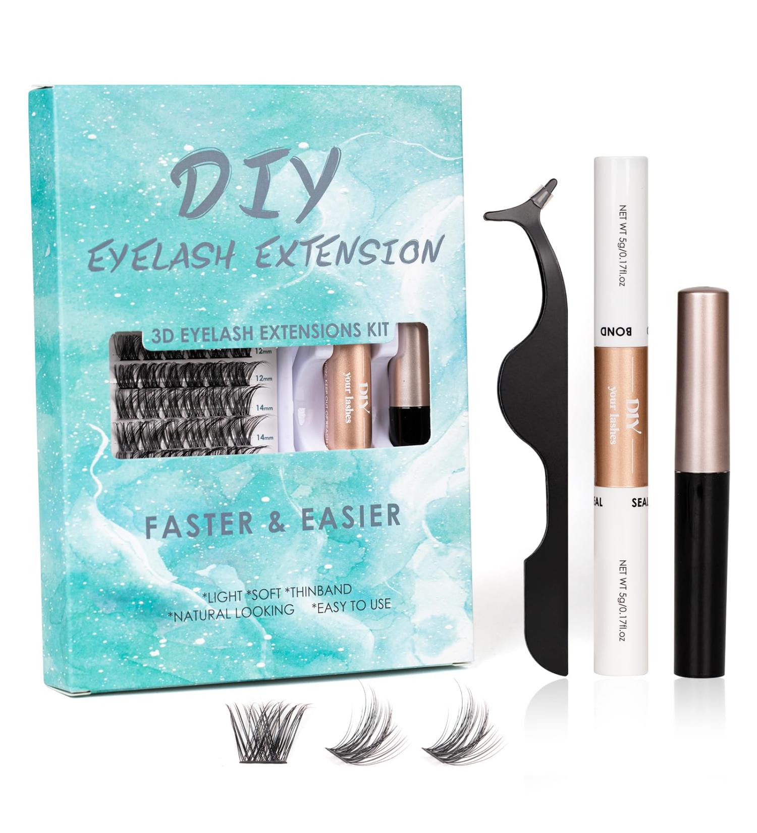 SISILILY Lash Extension Kit - 72 Individual Lashes with Bond & Seal | C D Curl DIY Reusable Fluffy Eyelash Clusters - Buy Online on GoSupps.com