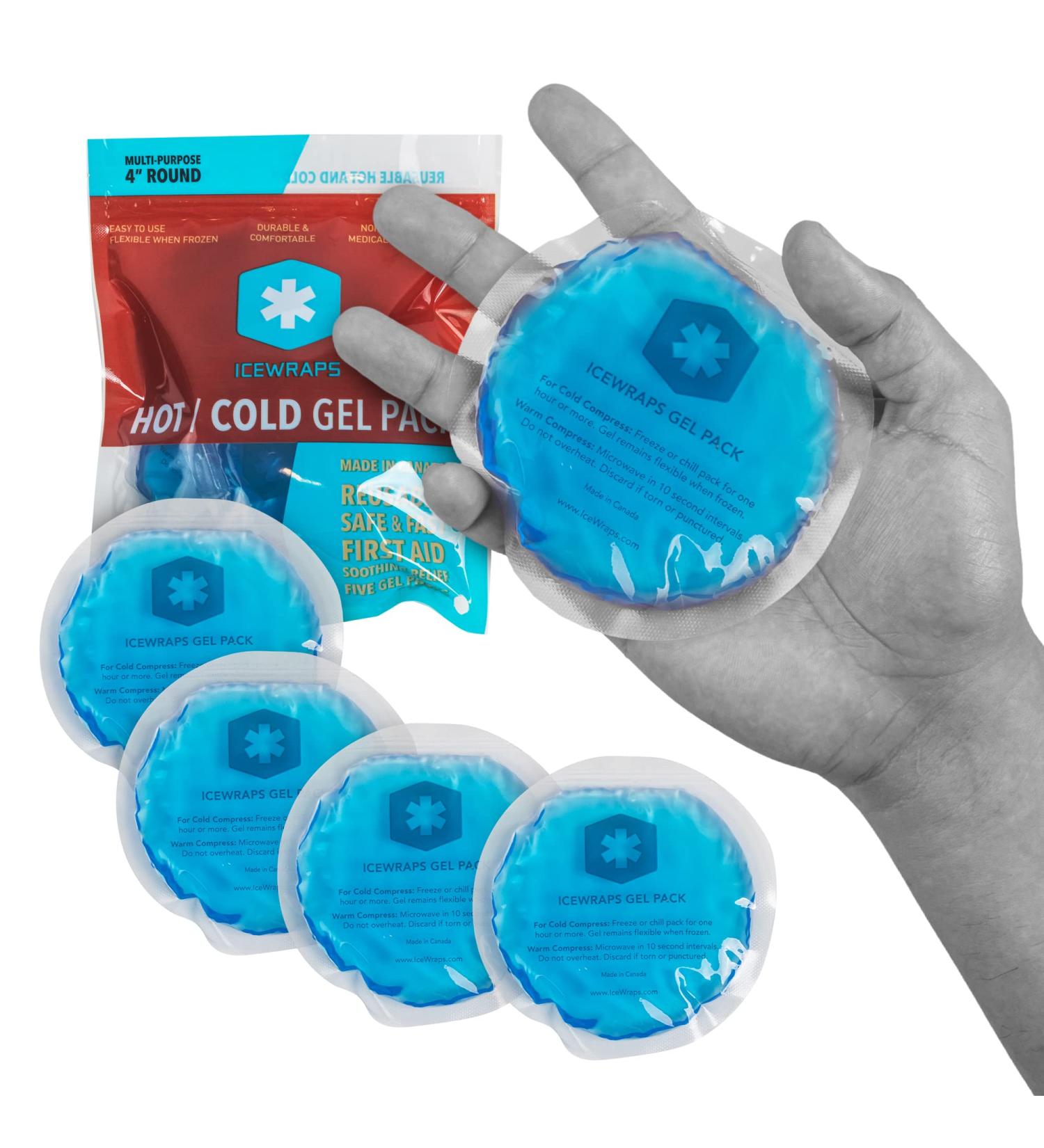 ICEWRAPS 4 Round Gel Ice Packs - Reusable with Clear Backing | Breastfeeding Essentials for Cool Relief | Pack of 5 - Buy Online on GoSupps.com