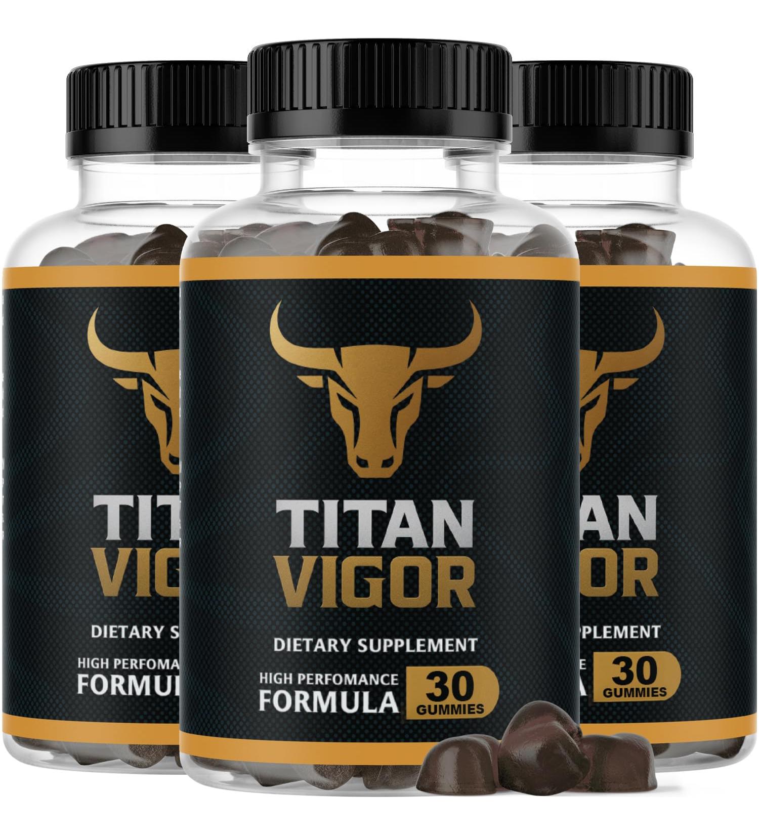 Titan Vigor (3 Pack) Gummies - The Official TitanVigor High Performance Formula to Fuel Energy and Everyday Power Advanced All Natural Supplement for Overall Wellness - 90 Gummies for 3 Months - Buy Online on GoSupps.com