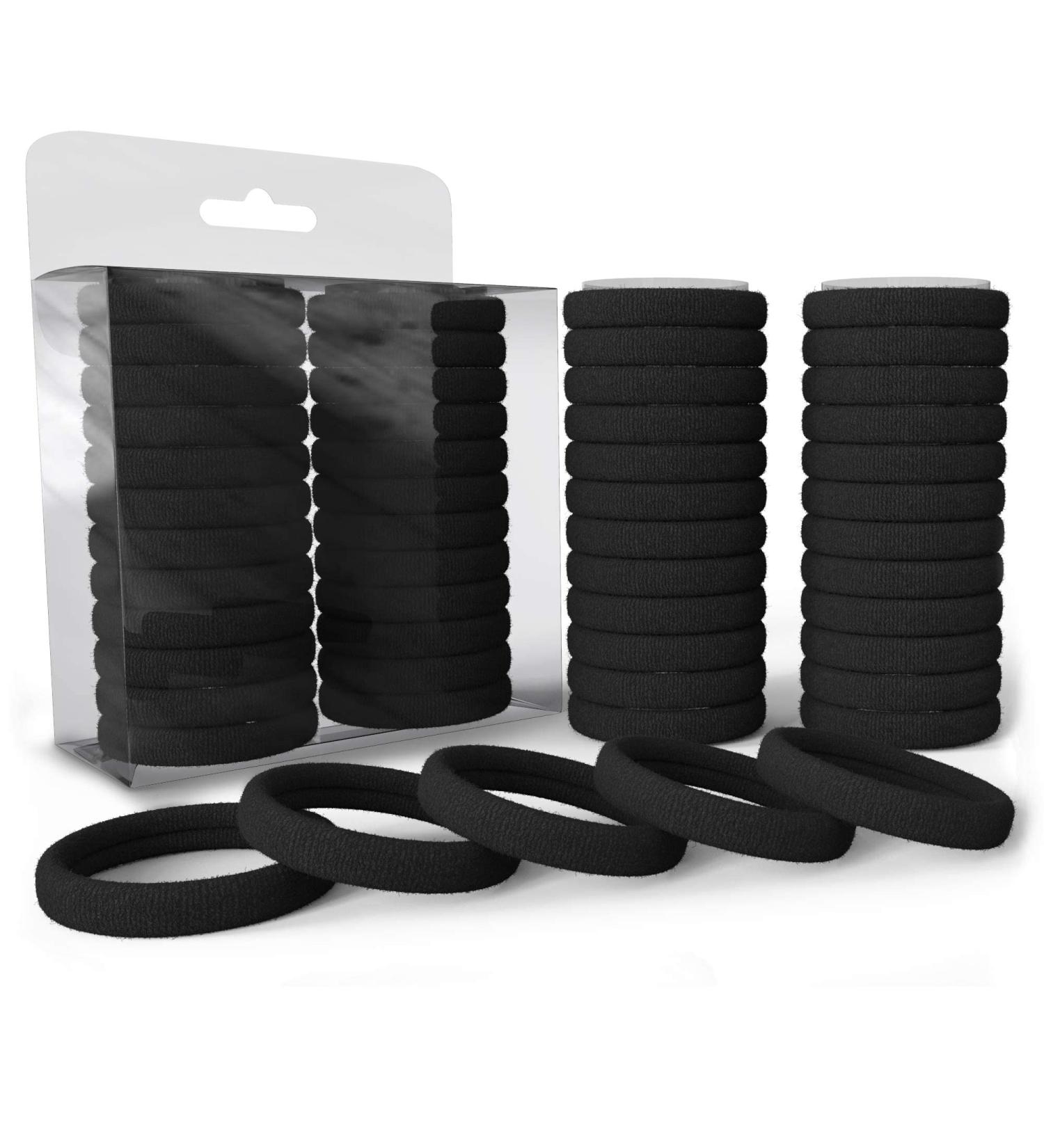 Levani 50s Hair Tie Set | High-Quality Cotton Rubber Bands for Men & Women | 50 Pieces Black 4 cm | Durable & Stylish Hair Accessories - Buy Online on GoSupps.com