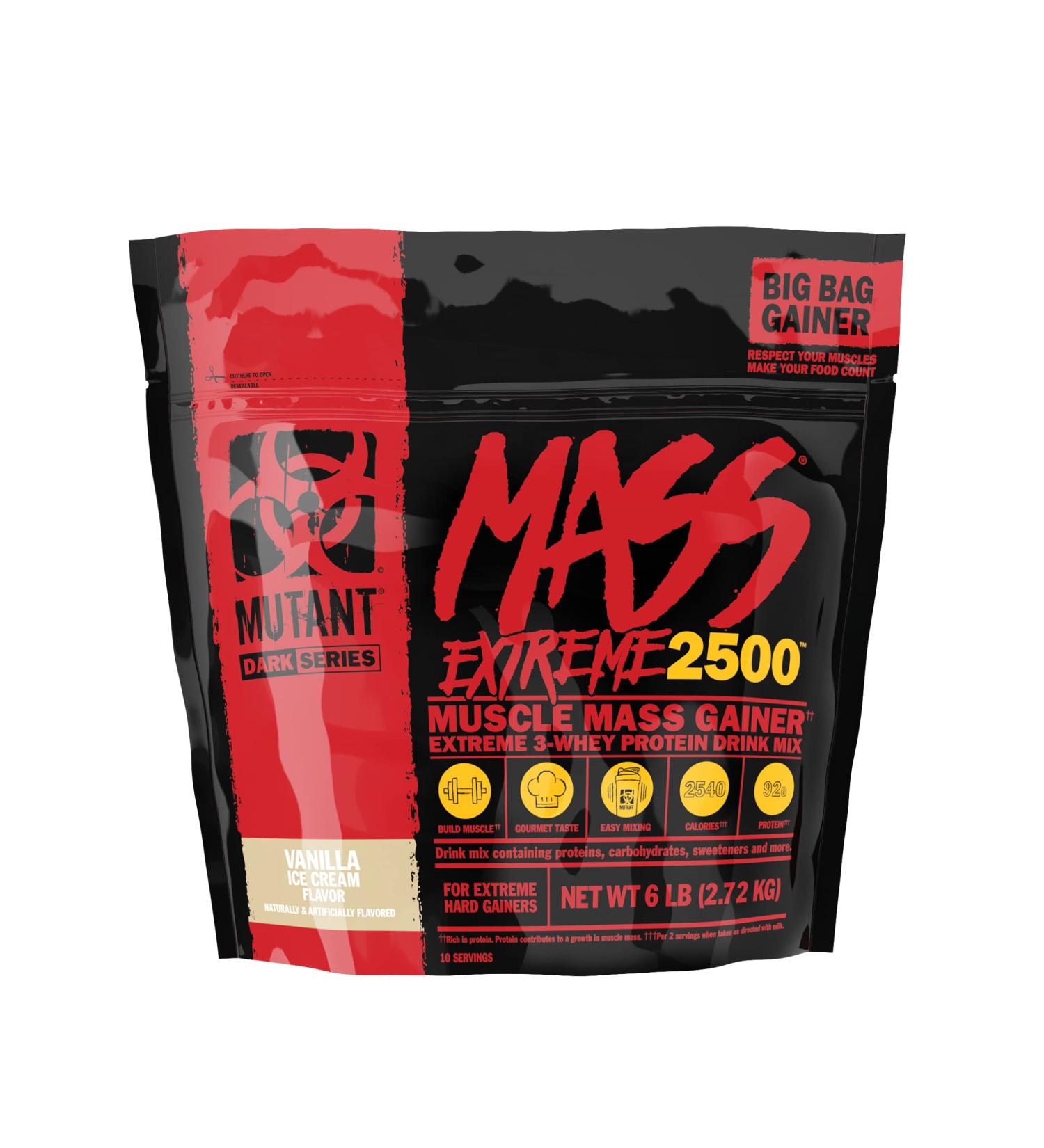 Mutant Mass Extreme Gainer Whey Protein Powder - Vanilla Ice Cream 6 lbs | Build Muscle Size & Strength | High Density Clean Calories | 1-Pack - Buy Online on GoSupps.com