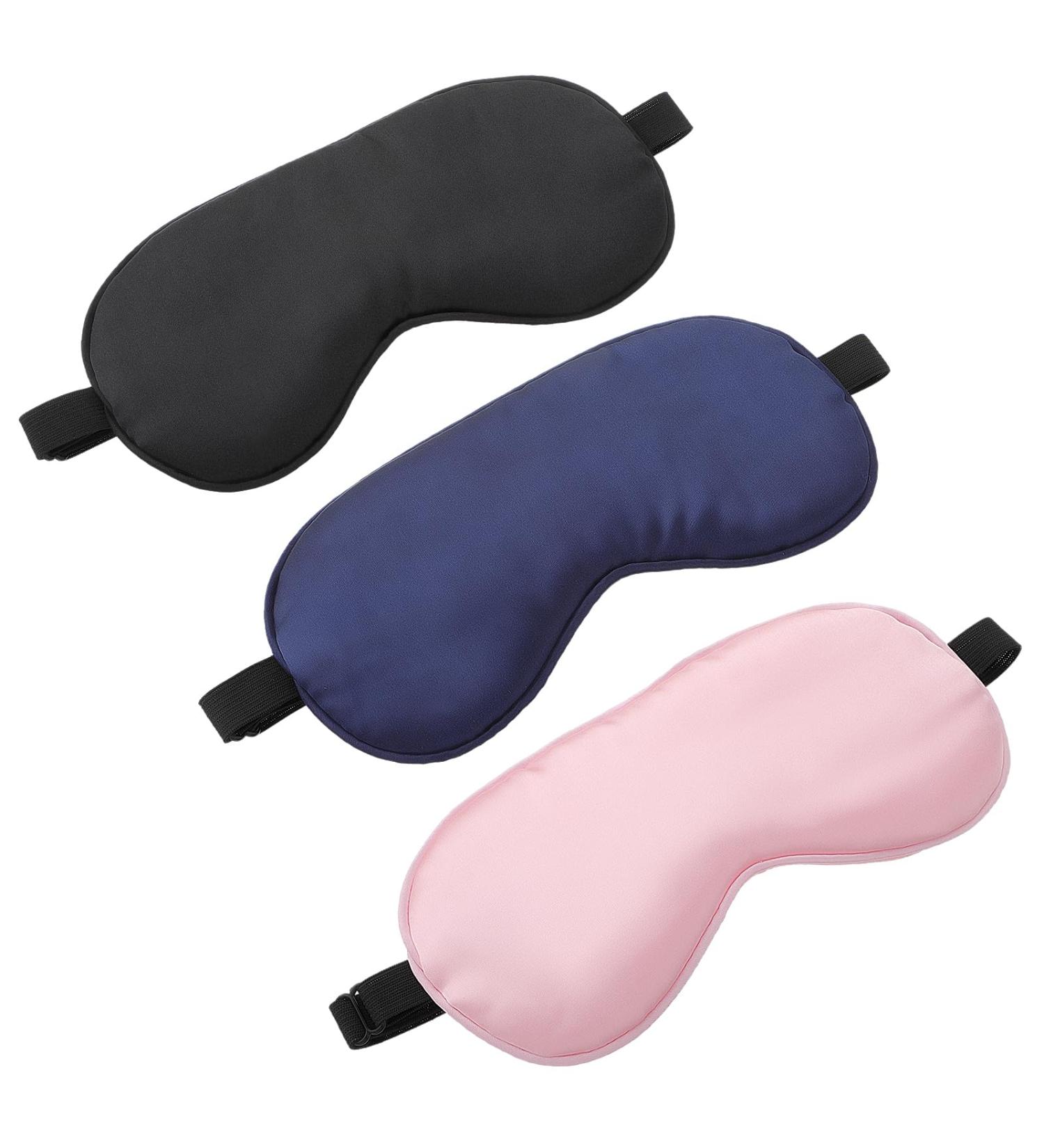 Buy Silk Eye Masks for Sleep - Adjustable Strap 3 Pack Soft Satin Sleep Masks for Women & Men | Travel Blackout Eye Cover - Buy Online on GoSupps.com
