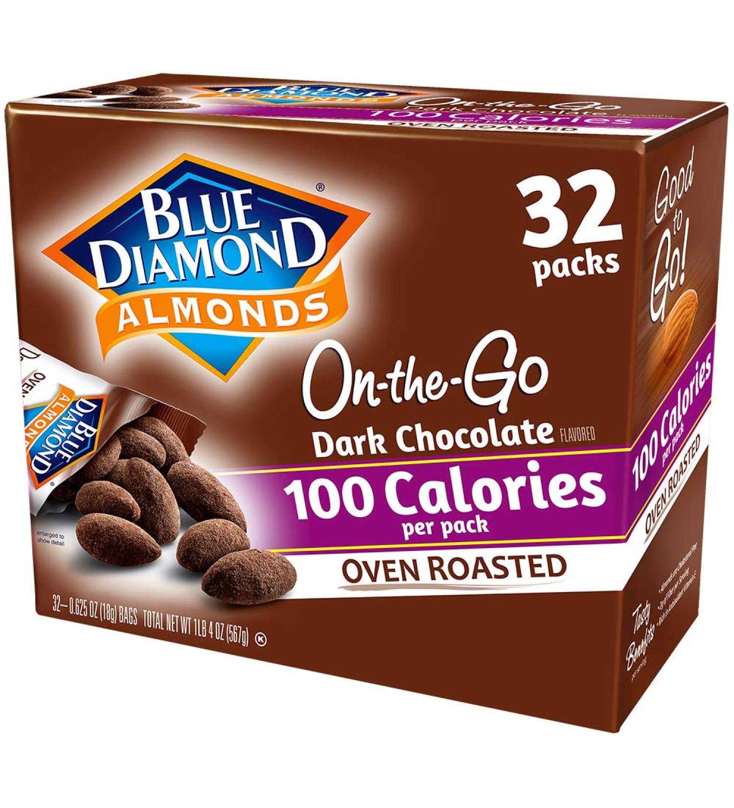 Blue Diamond Almonds Dark Chocolate Snack Nuts â€“ 100 Calorie Packs, 32 Count - Buy Online on GoSupps.com