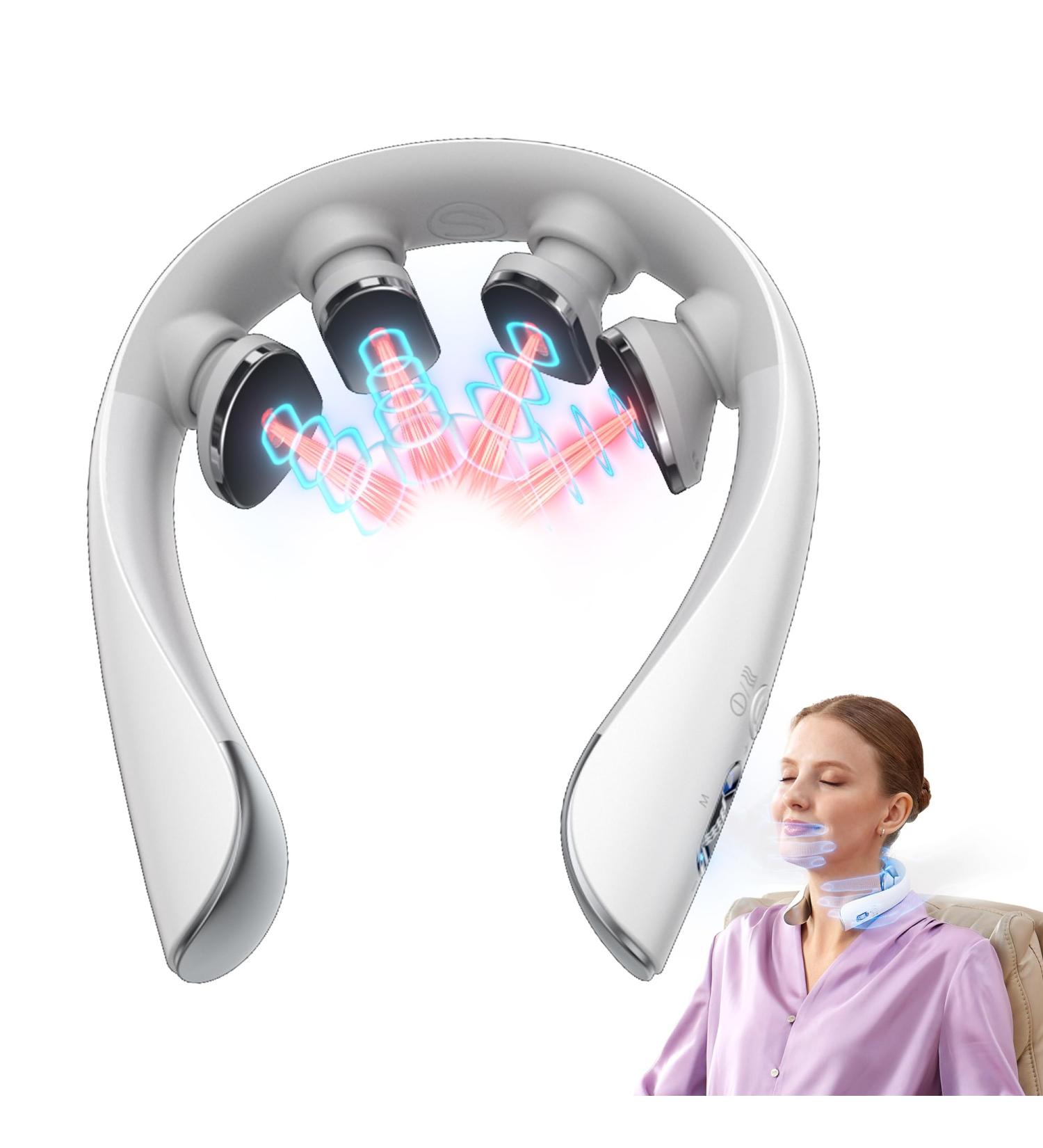 SKG Neck Massage Device with Heat & Red Light - 4D Deep Tissue Pain Relief Massager Portable K5-3 Pro - Buy Online on GoSupps.com