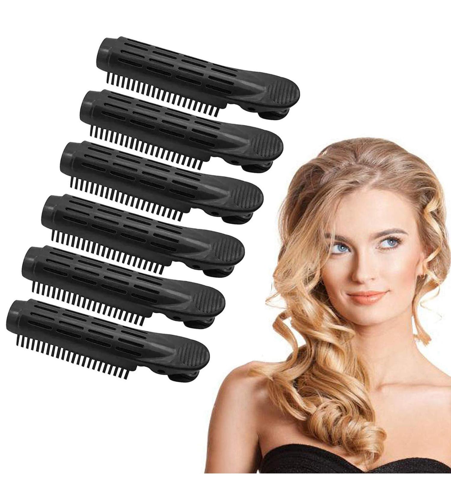 6 Pieces Self Grip Hair Root Clips - Fluffy Curling Rollers for Women & Girls - Black Volume Styling Tools - Buy Online on GoSupps.com
