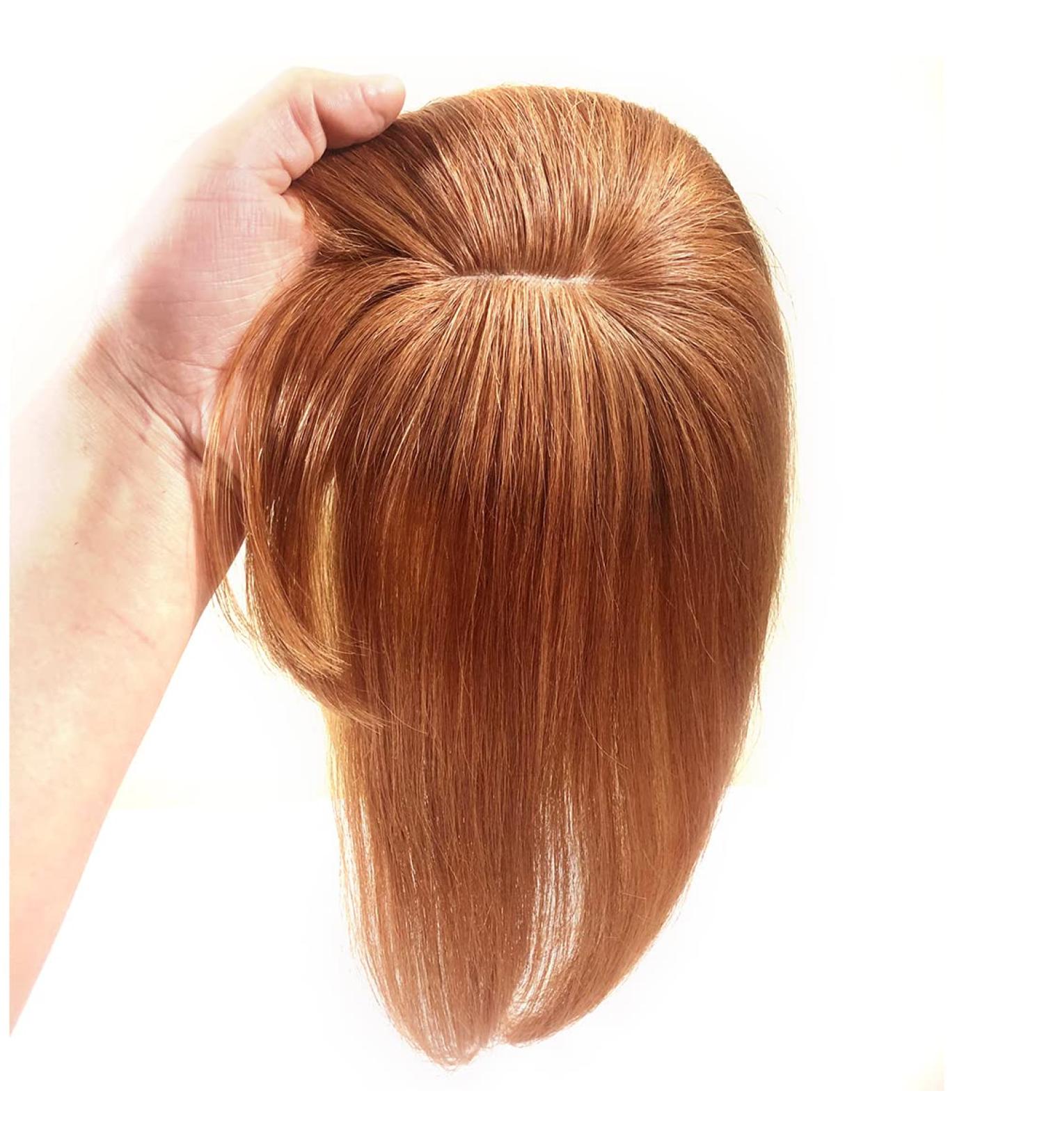 vivaBella Copper Red Human Hair Topper 12 Silk Base for Thinning Hair - Seamless Clip-in Hairpiece for Women - Buy Online on GoSupps.com