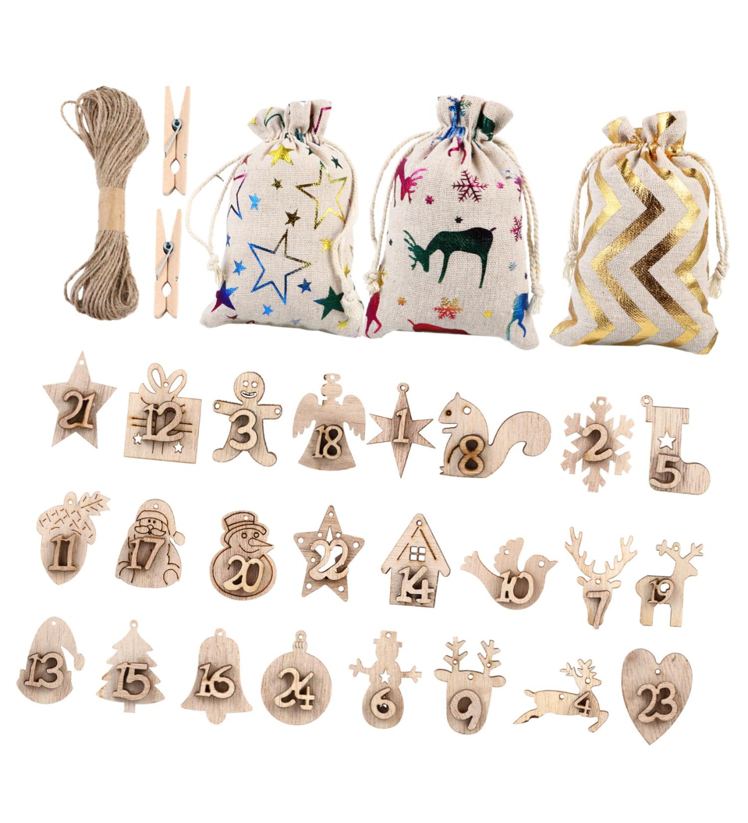 BCOATH 24pcs Candy Bag Refillable Advent Calendar Bags for Candy Christmas Sack Bag Candy Sacks Cloth - Buy Online on GoSupps.com