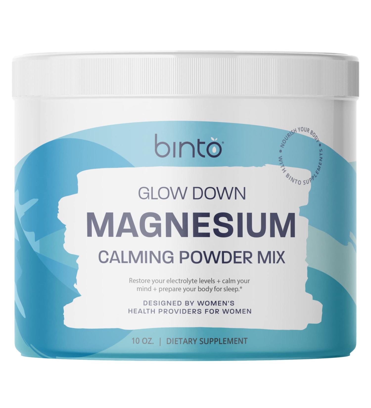 Binto Glow Down - Berry Vanilla Magnesium Drink Mix for Better Sleep & Stress Relief | 60 Day Supply, Made in USA, Sugar-Free & Gluten-Free - Buy Online on GoSupps.com