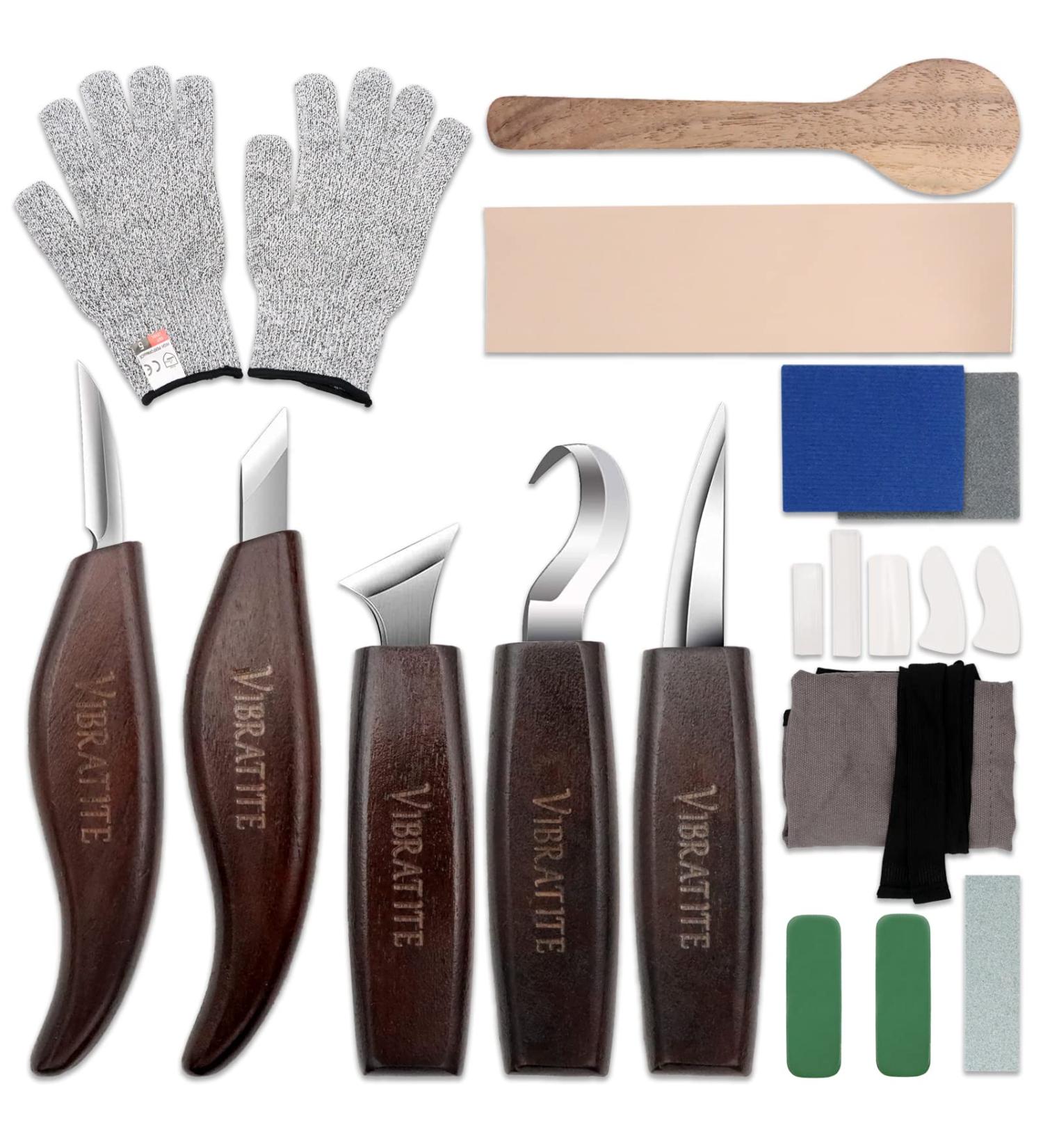VIBRATITE Wood Carving Tools Set - Complete Woodworking Whittling Kit for Beginners - Buy Online on GoSupps.com