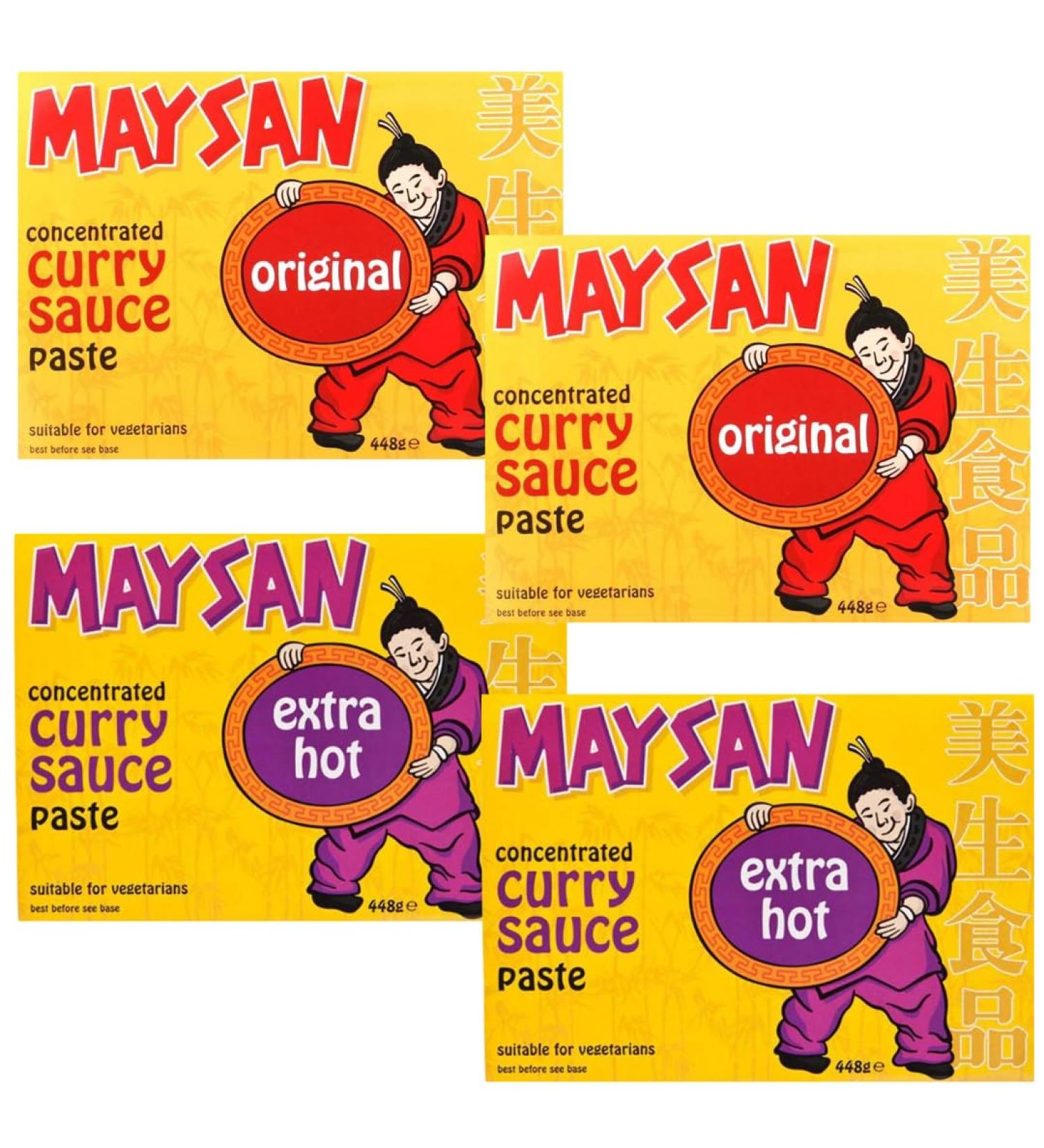 Curry Paste Bundle with Maysan Original Concentrated Curry Sauce Paste 180g x2 and Extra Hot Curry Sauce Paste 180g x2 (4 Pack)