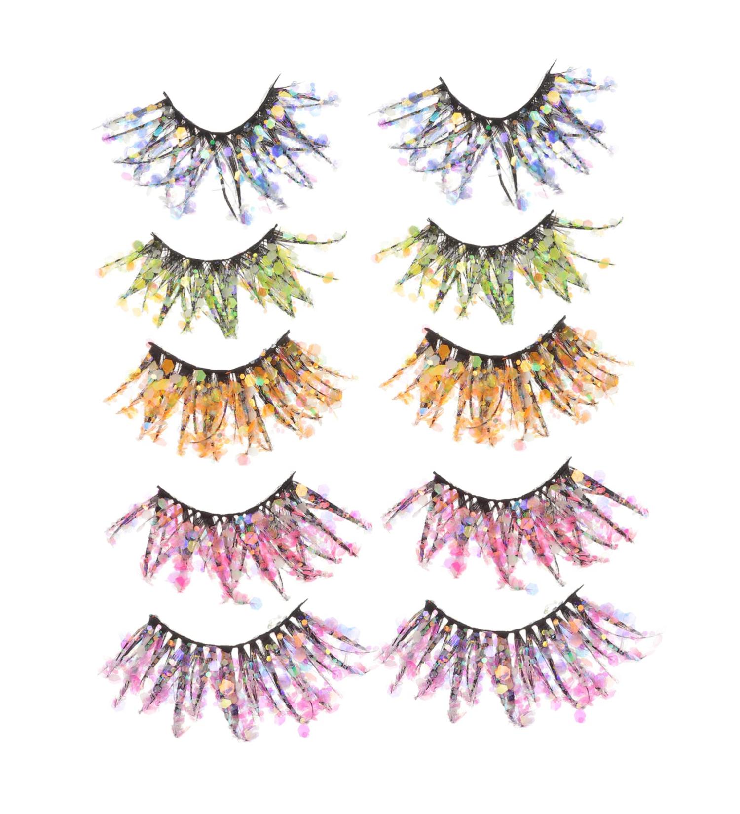 minkissy 5 Pairs Colored False Eyelashes Cosplay Lashes Long Eyelashes for Halloween Colored Glitter Eyelashes Halloween False Eyelashes Color Lashes Clothing Make up 3d Chemical Fiber - Buy Online on GoSupps.com