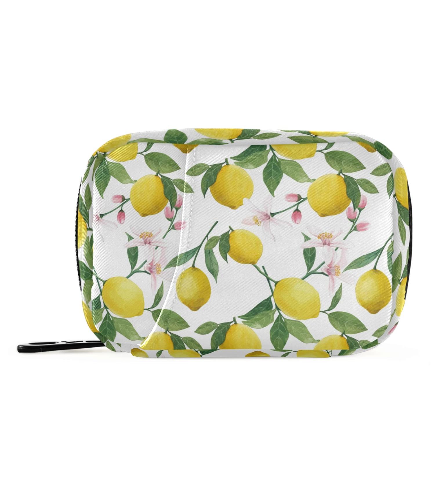 Naanle Watercolor Floral Lemon Pill Box | 7-Day Travel Pill Organizer | Compact Vitamin & Supplement Holder - Buy Online on GoSupps.com