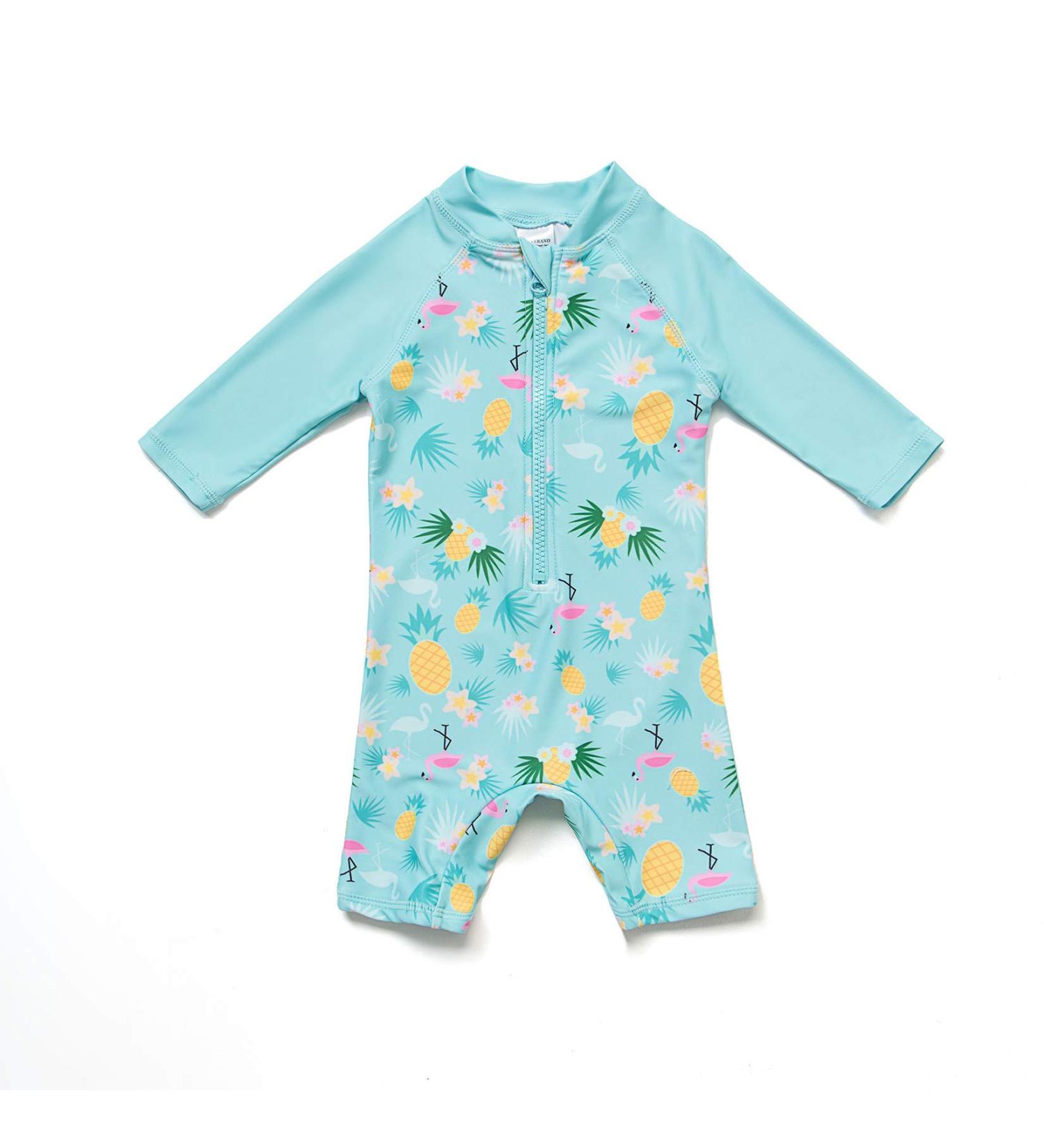 BONVERANO Baby Girls Swimsuit UPF 50+ Long Sleeve One Piece 12-18 Months Pineapple Print - Buy Online on GoSupps.com