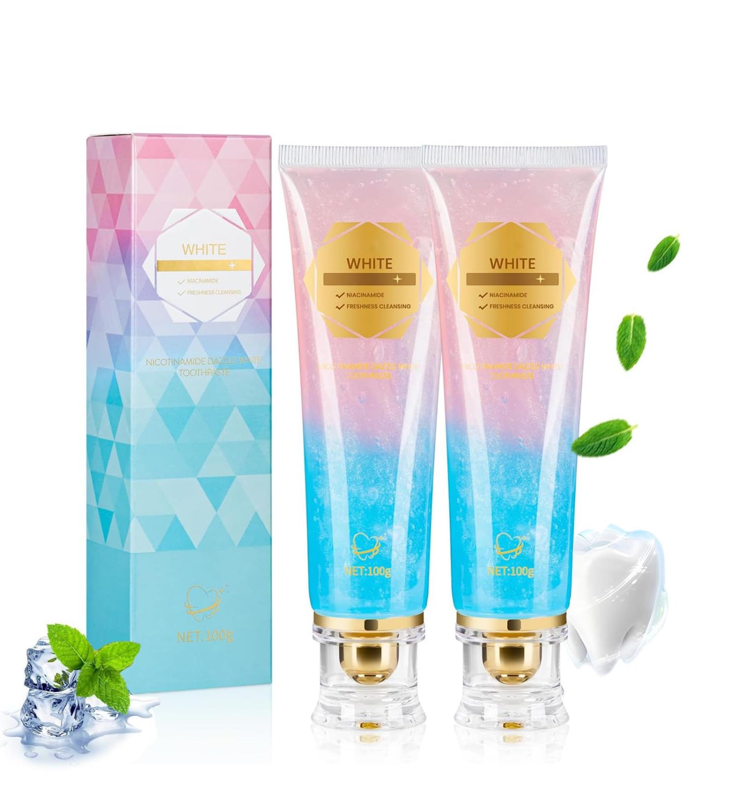 Niacinamide Whitening Toothpaste Gentle Formula Freshens Breath Removes Stains Suitable for Sensitive Teeth - 2Pack - Buy Online on GoSupps.com