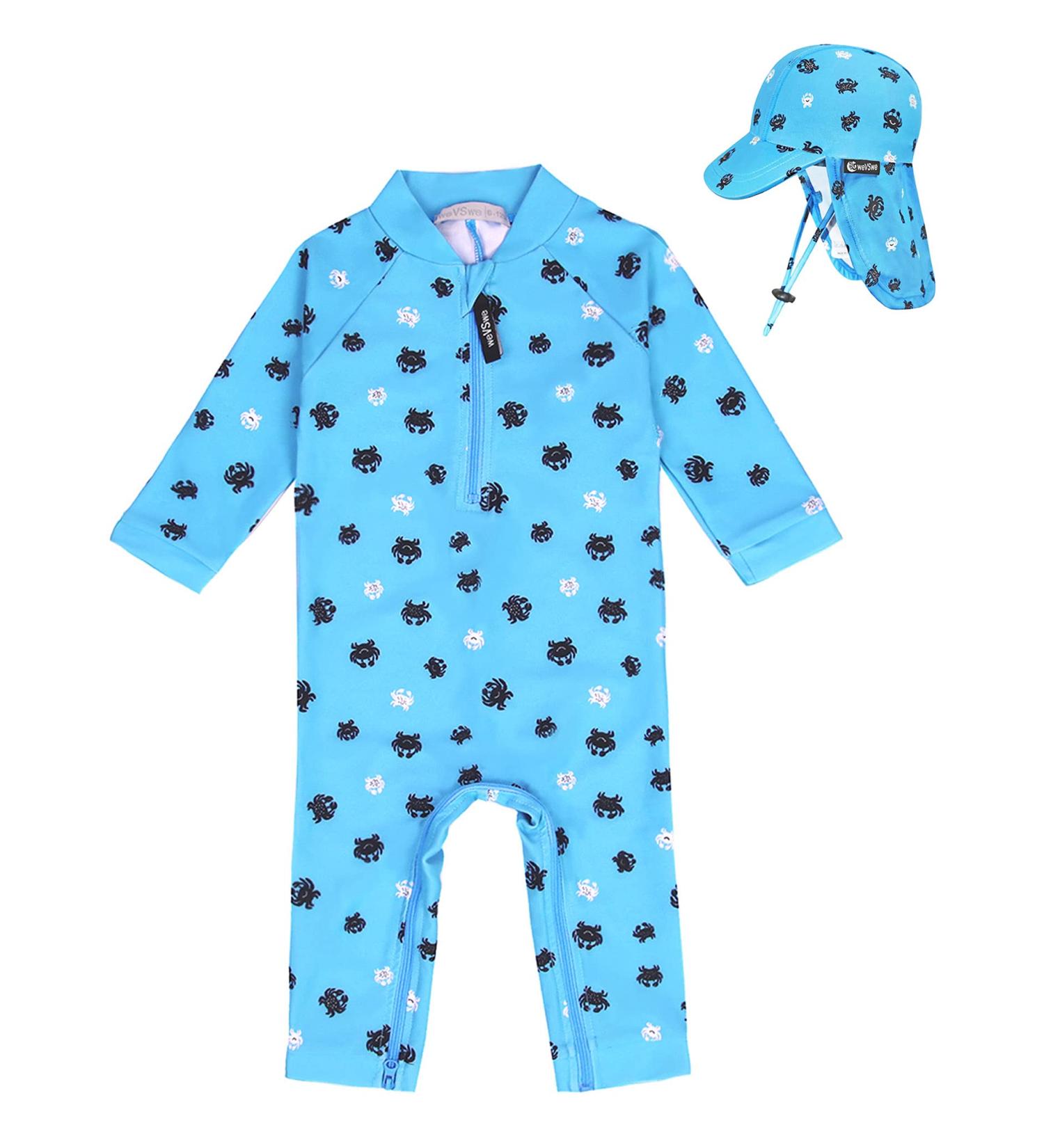 weVSwe Baby Toddler Boy Swimsuit UPF 50+ Sun Protection Rash Guard Swimwear | 12-18 Months | Crab Design - Buy Online on GoSupps.com