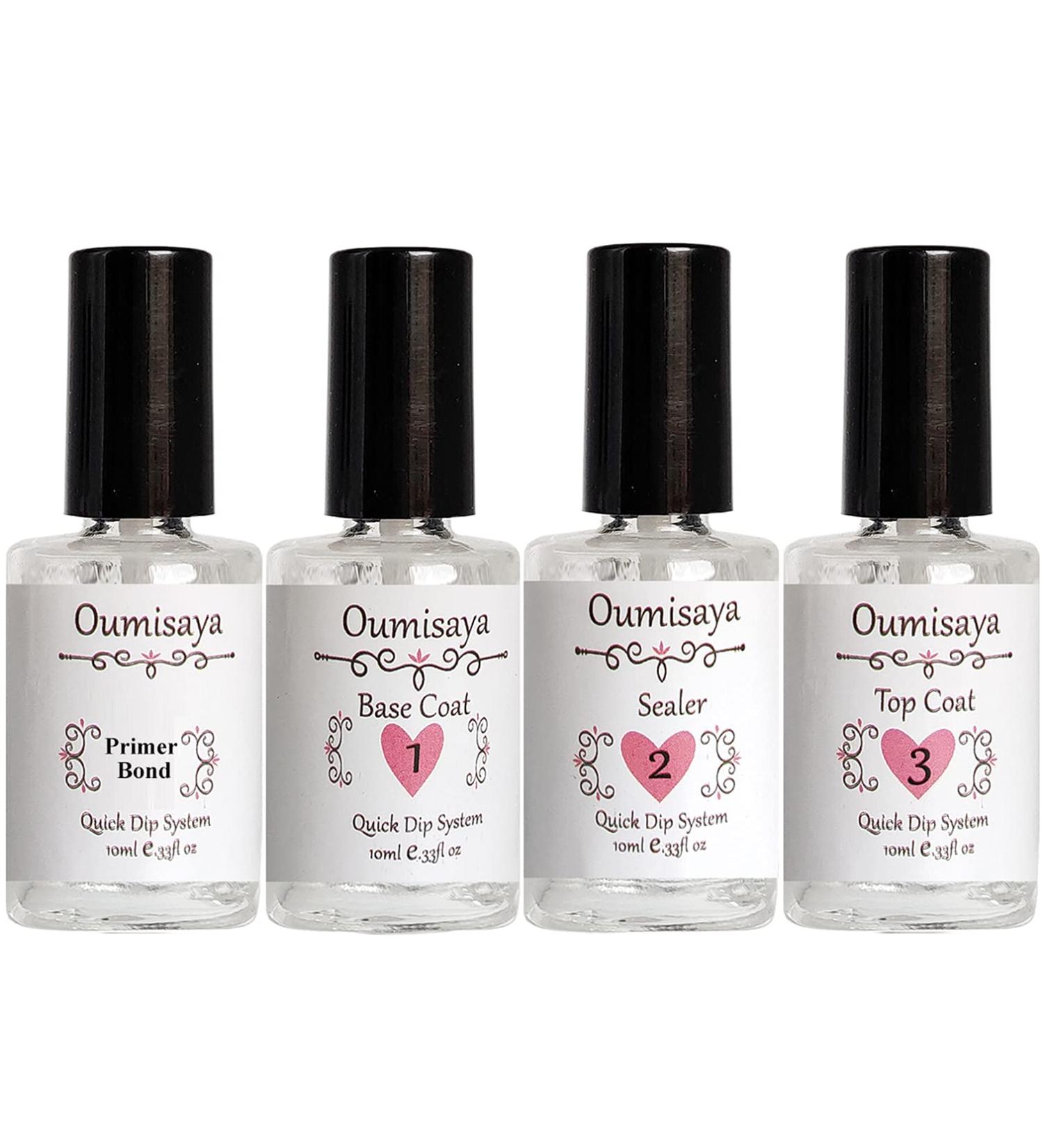 Oumisaya Nail Dip Powder Liquid Set: Primer Bond, Base Coat, Activator, Top Coat DP008 - Buy Online on GoSupps.com