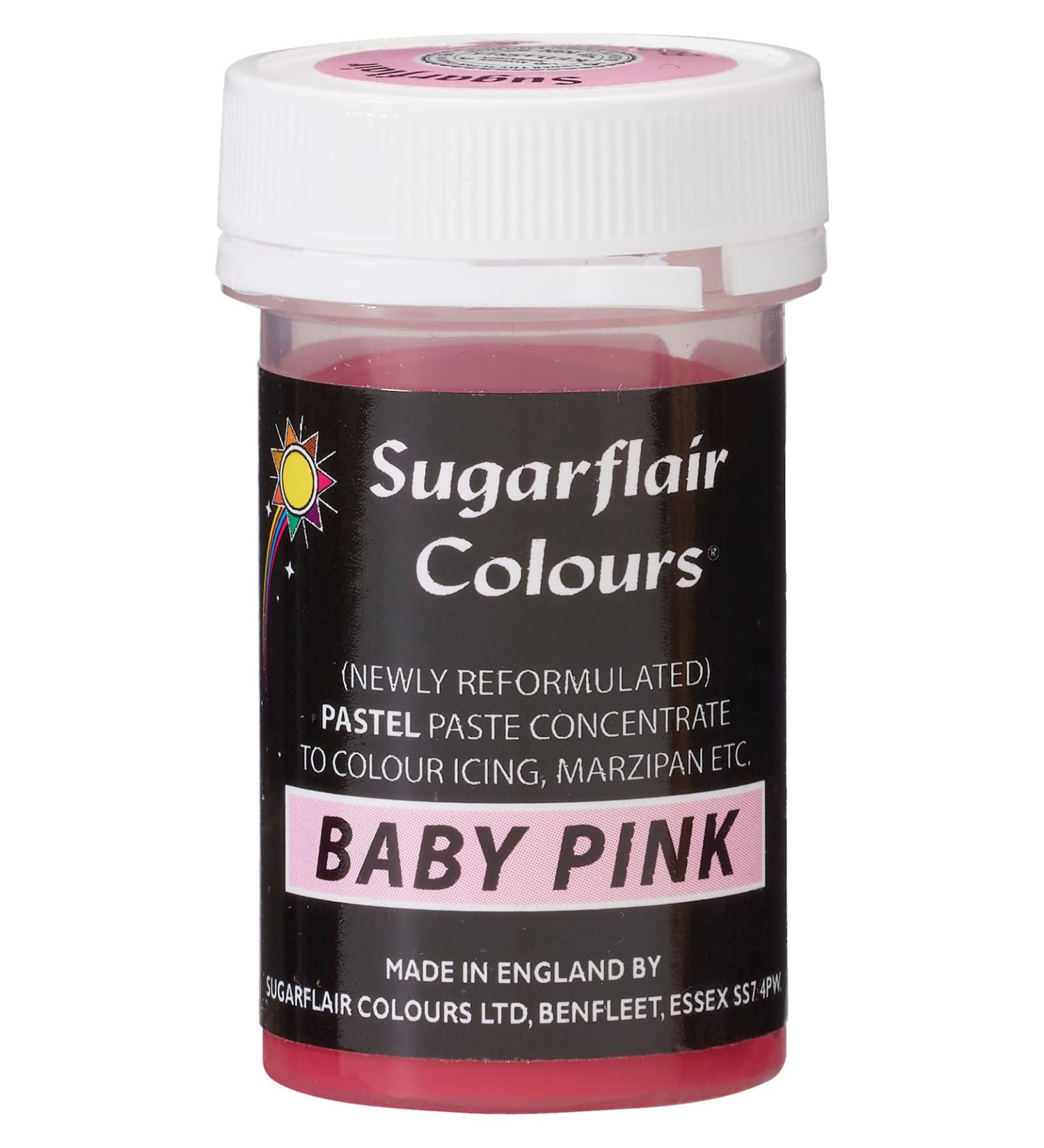 Sugarflair Baby Pink Pastel Food Colouring Paste Highly Concentrated for Use with Sugar Pastes Buttercream Royal Icing or Cake Mix Subtle Colour Dye - 25g